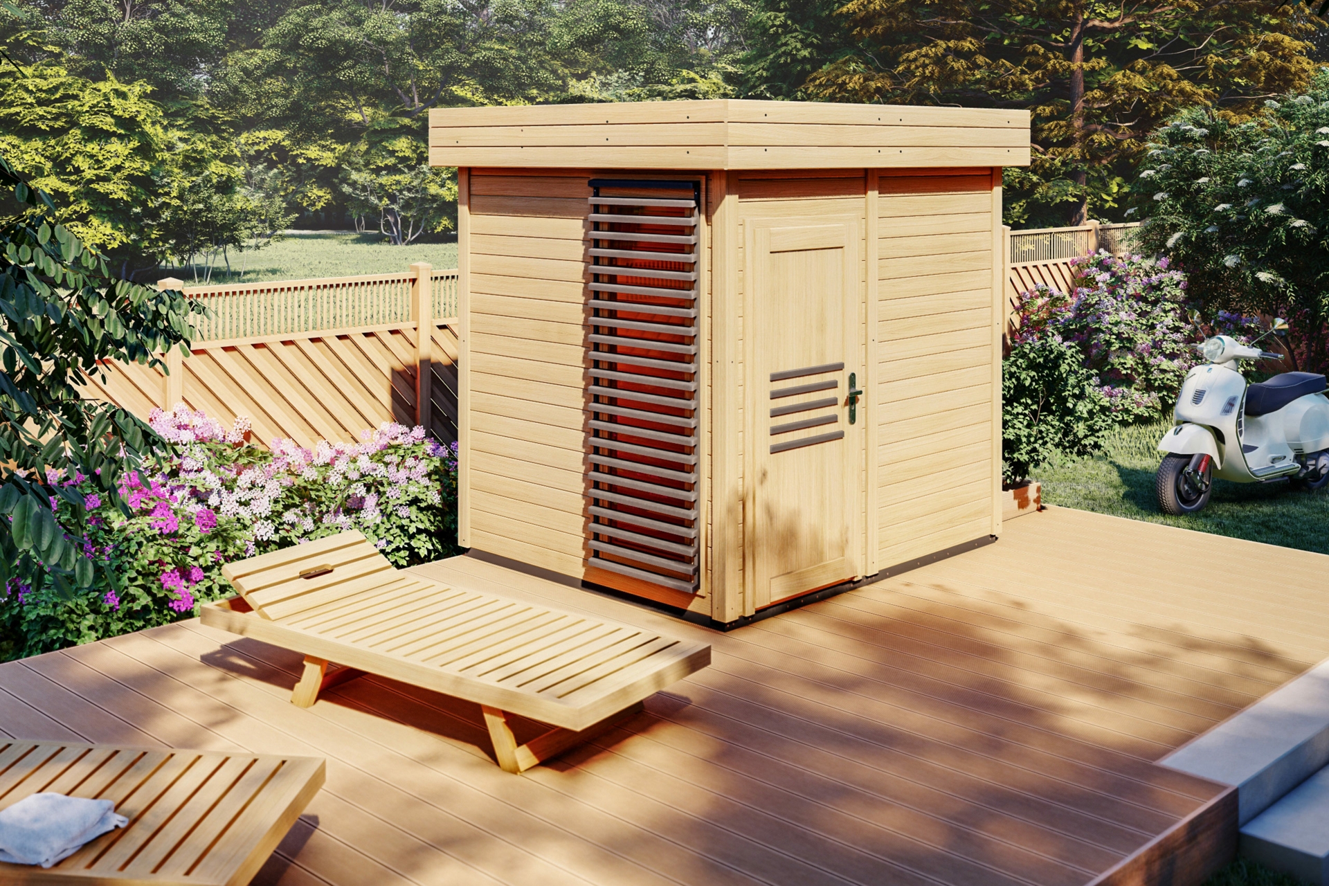 Sauna fińska zewnętrzna Megiw Prymulka z witryną