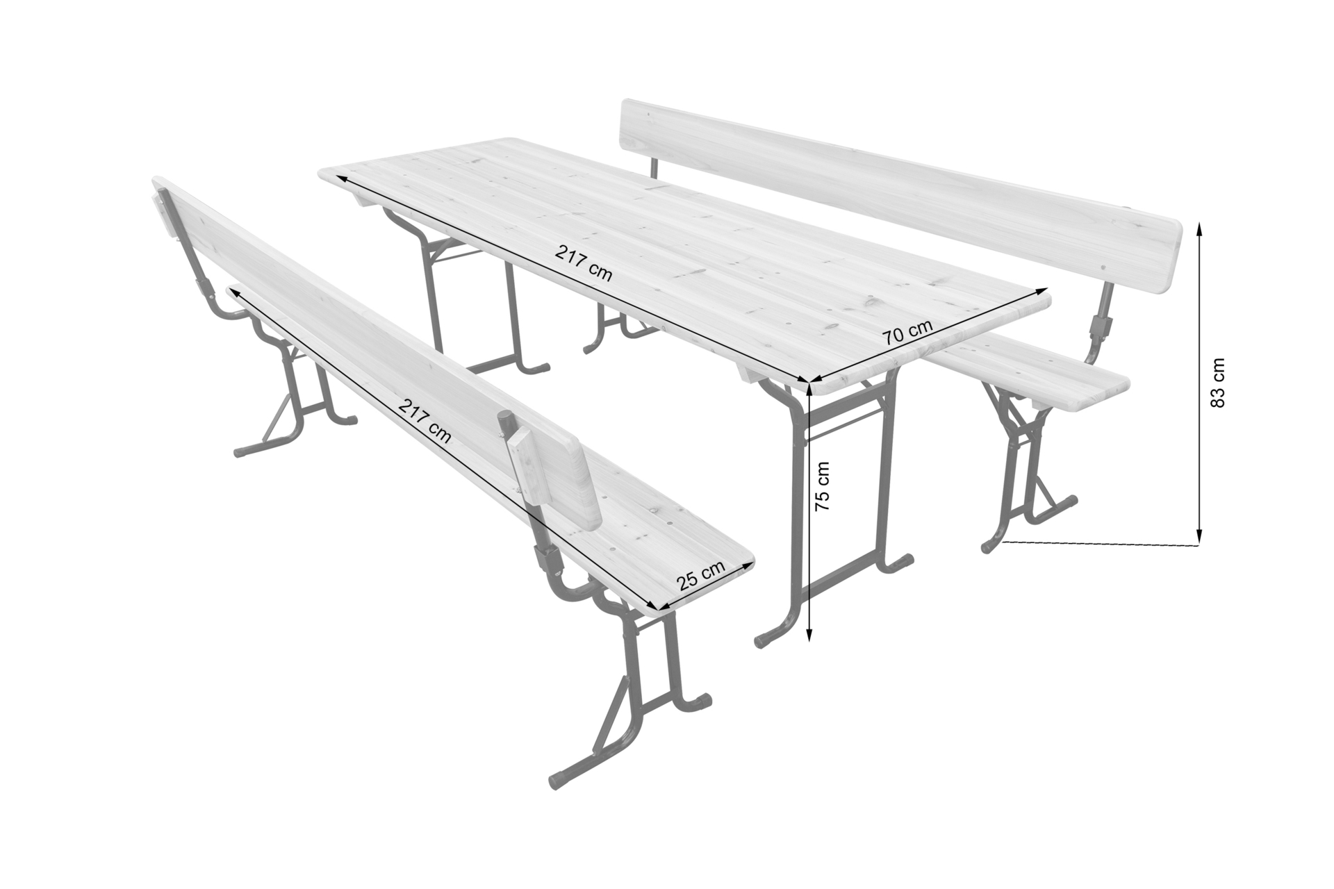 Ogrodowy zestaw piwny z oparciami 220 cm - piknikowy - imprezowy Ogrodowy zestaw piwny z oparciami 220 cm