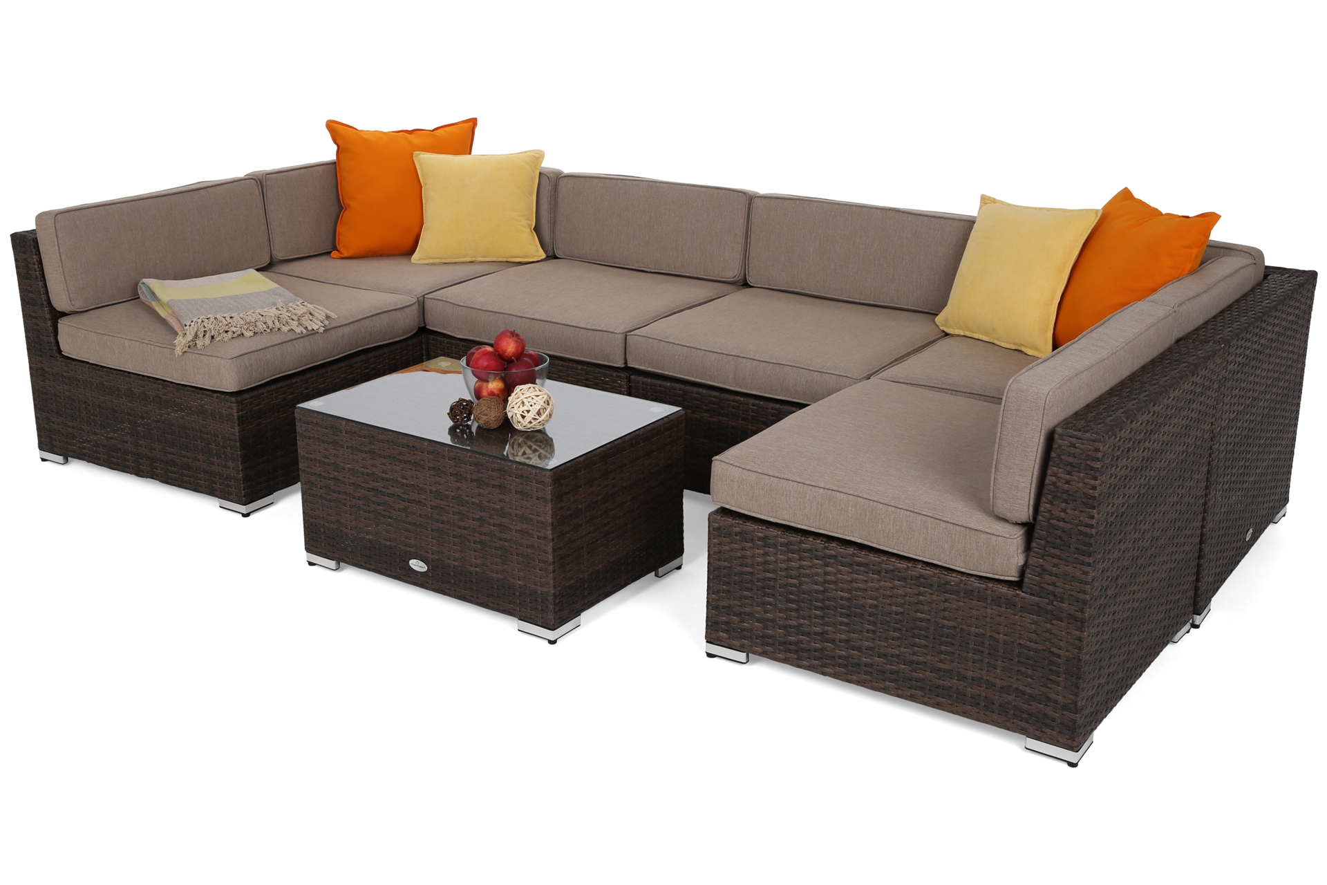 Narożnik modułowy z technorattanu Kansas Maxi Brown Mat / Brown Melange