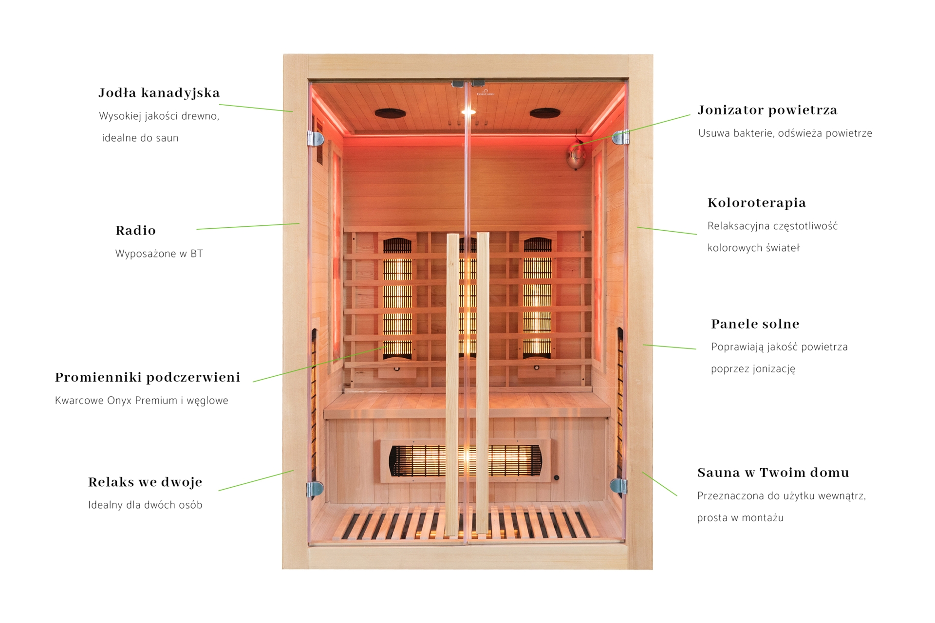 Sauna infrared Nordum Solea X 3-osobowa naturalna