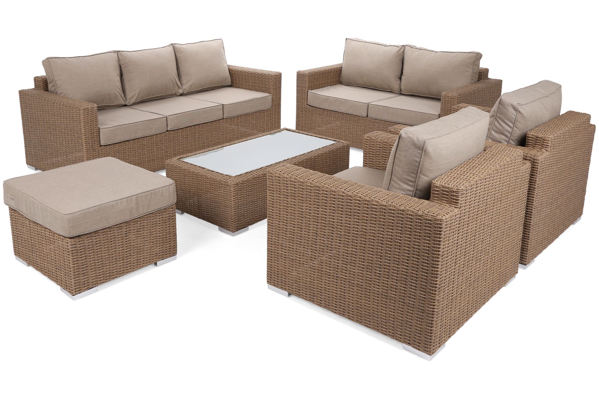 Meble ogrodowe technorattanowe Perugia Light Brown / Brown Melange - dla 8 osób Meble ogrodowe technorattanowe Perugia Light Brown / Brown Melange