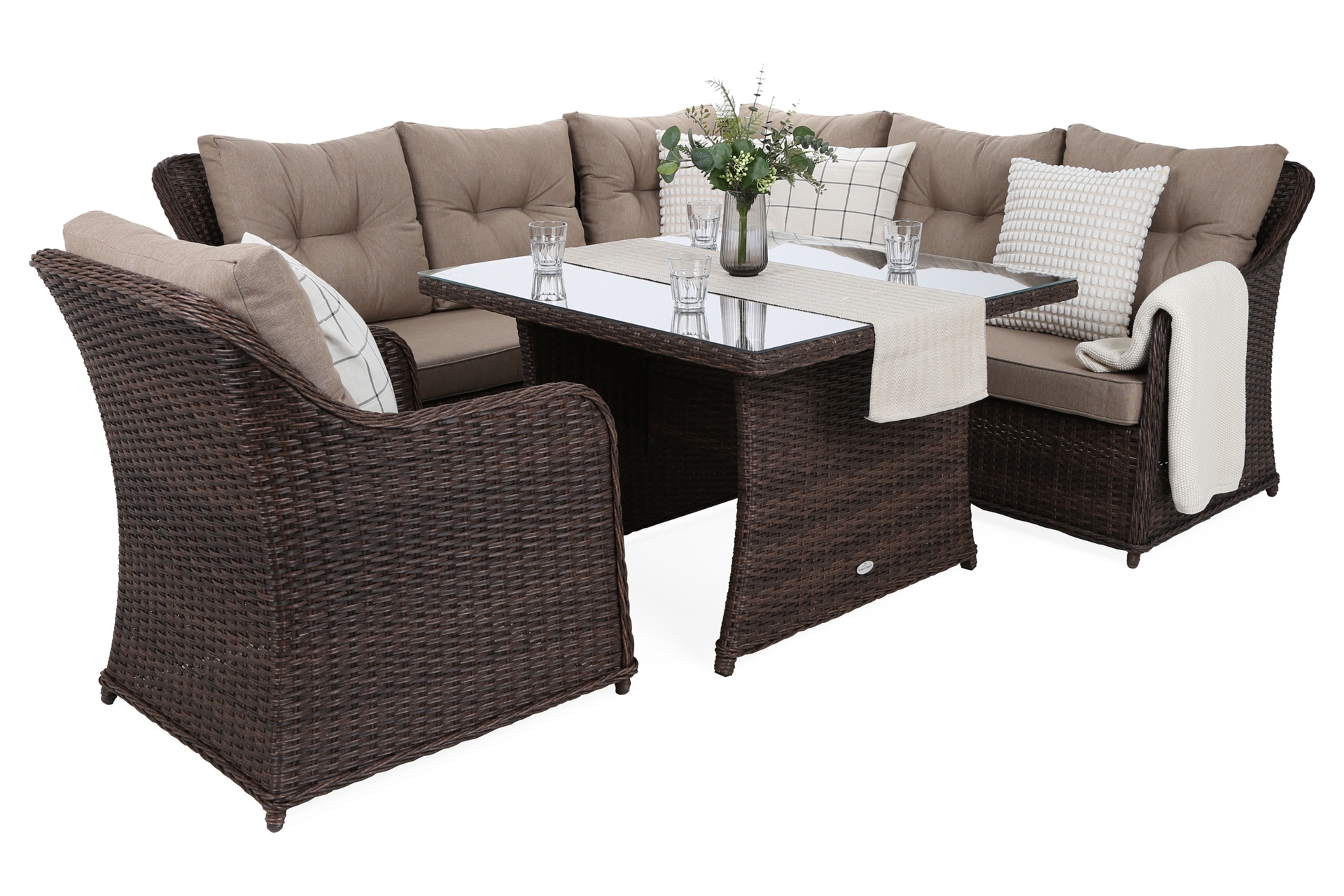 Narożny zestaw mebli ogrodowych Bergamo Brown Mat / Brown Melange