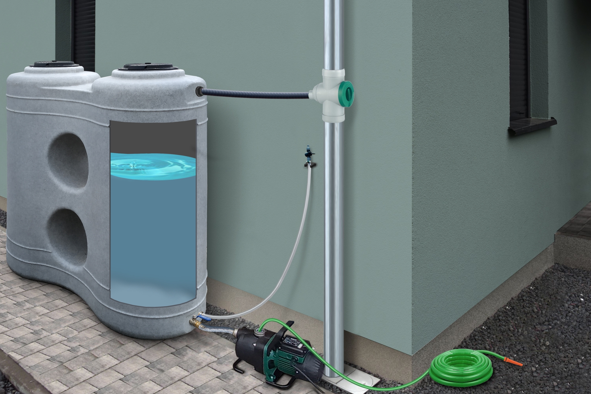 Zbiornik na deszczówkę MPI Rimini 2000 l granitowy