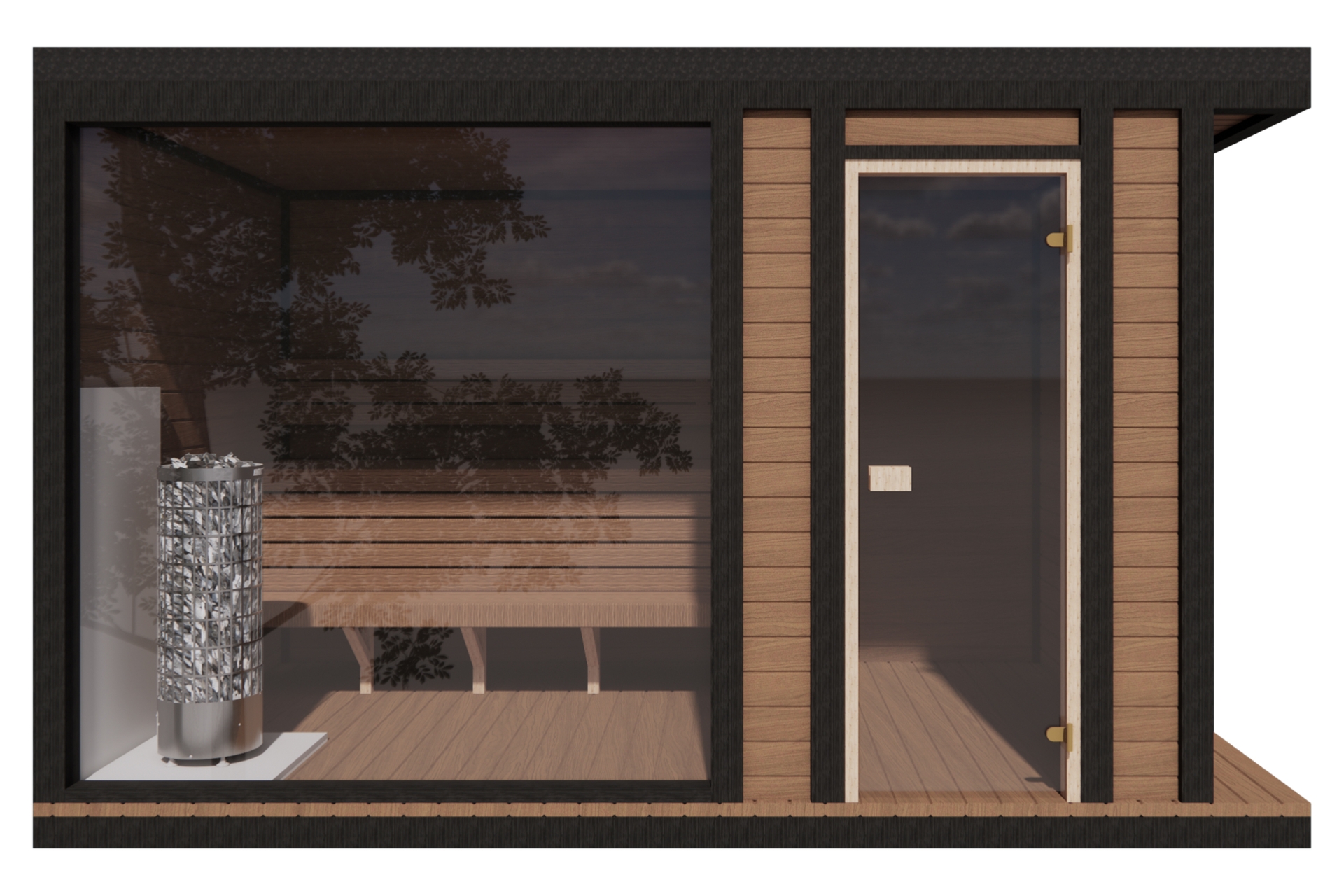 Sauna fińska zewnętrzna TerModula z mini szatnią 373 x 210 cm