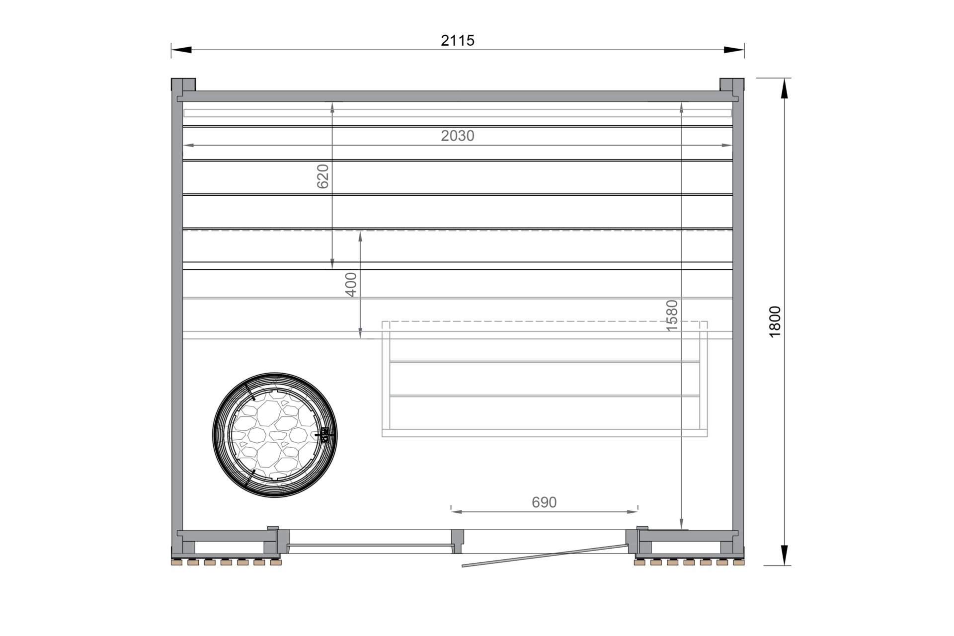 Sauna fińska zewnętrzna Leil® Saunas Viva 210 3-osobowa