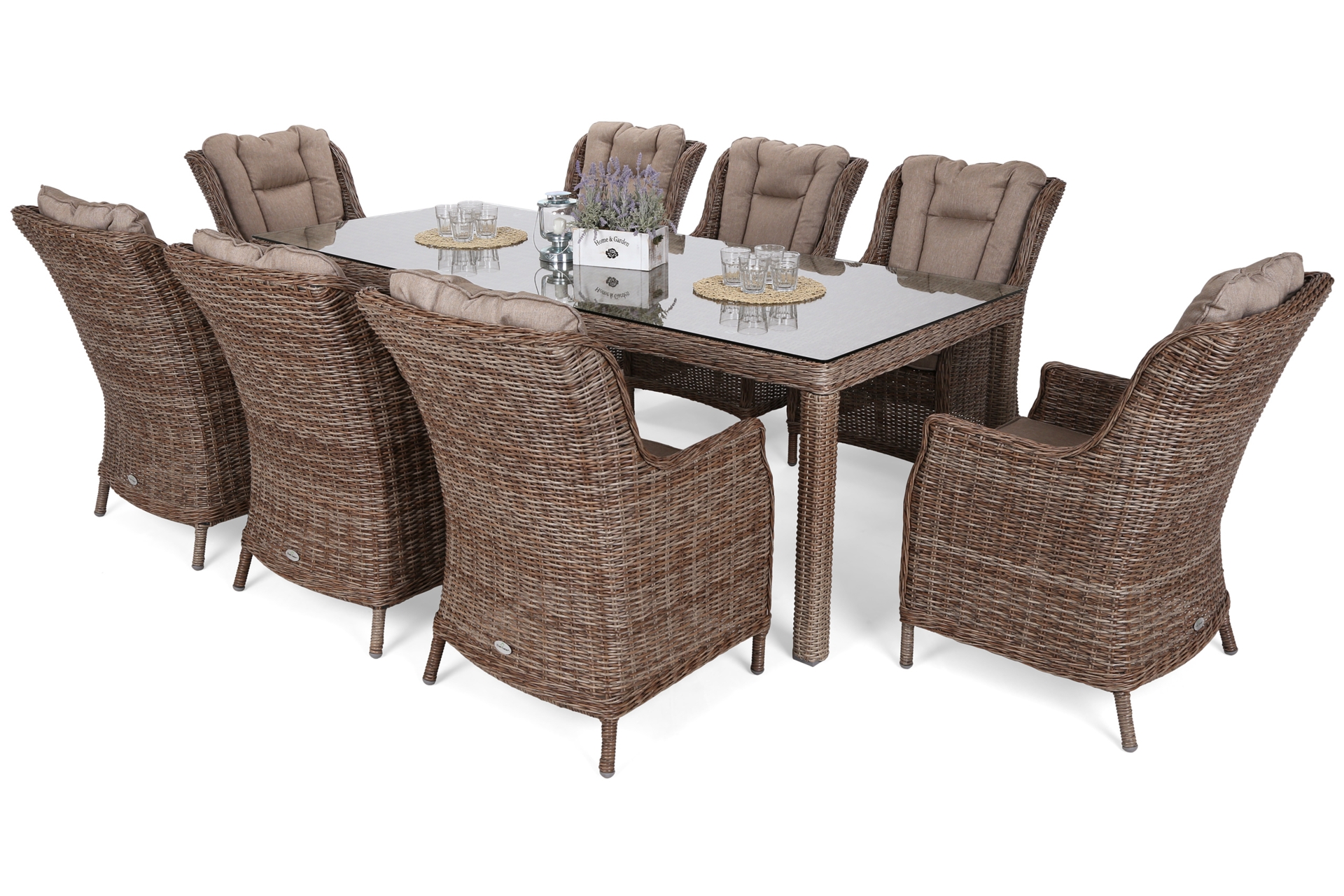 Meble ogrodowe technorattanowe Bristol 230 cm Ginger / Brown Melange - rude - 230 cm Meble ogrodowe technorattanowe Bristol 230 cm Ginger / Brown Melange 8+1