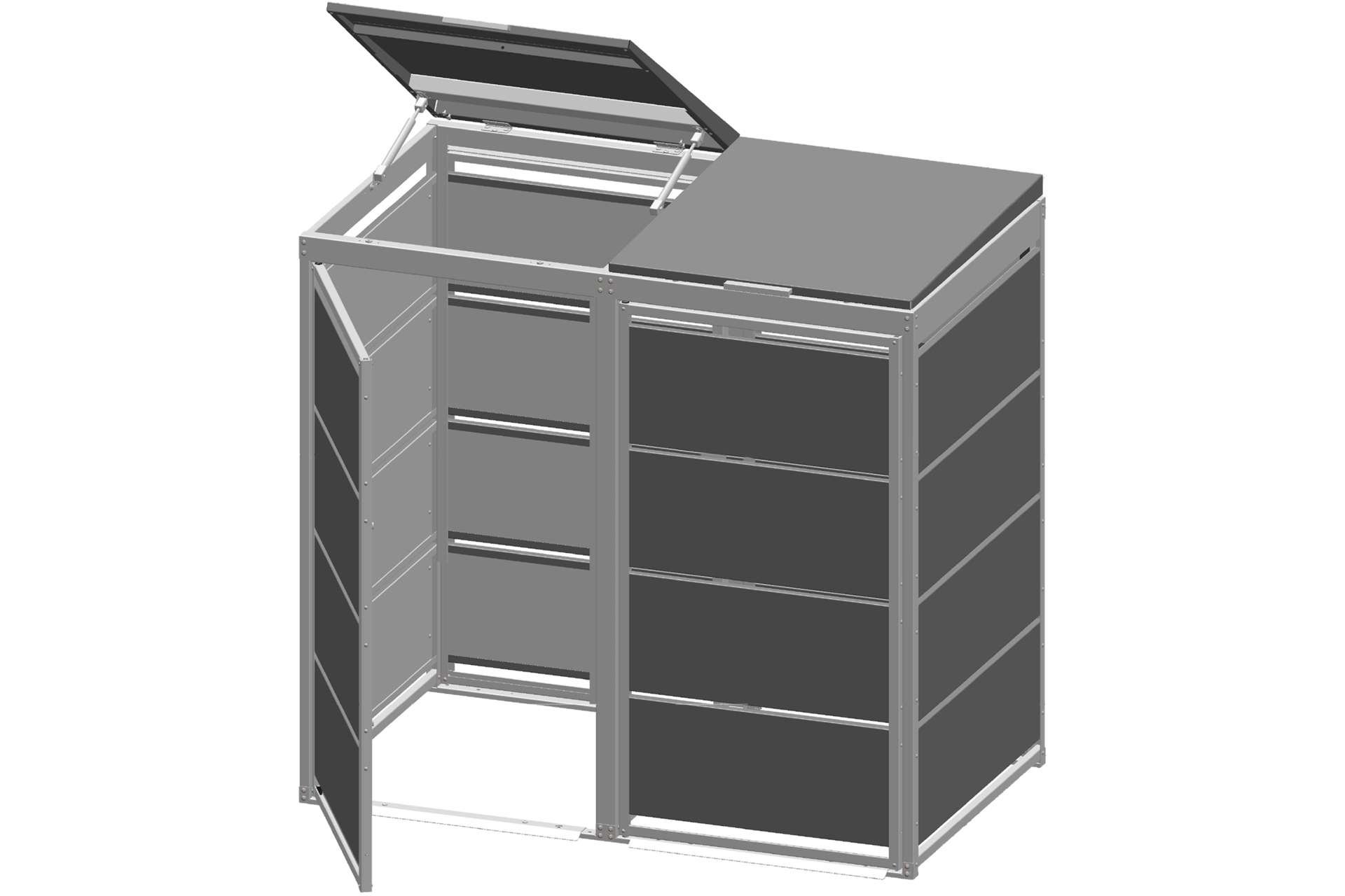 Zabudowa kosza śmietnikowego TOP BOX Premium 2 x 240 l - antracytowy - 2 moduły Zabudowa kosza śmietnikowego TOP BOX Premium 2 x 240 l
