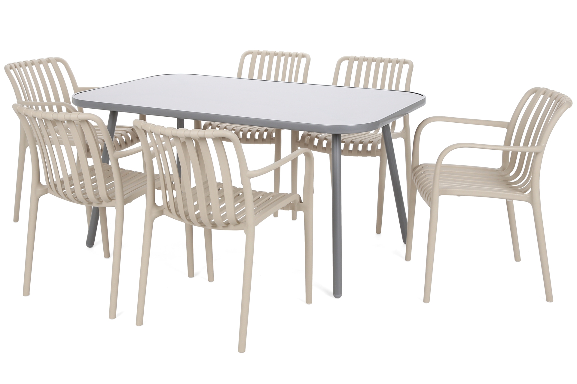 Meble ogrodowe Casablanca 150 cm Silver / Taupe + Lomi Beige 6+1