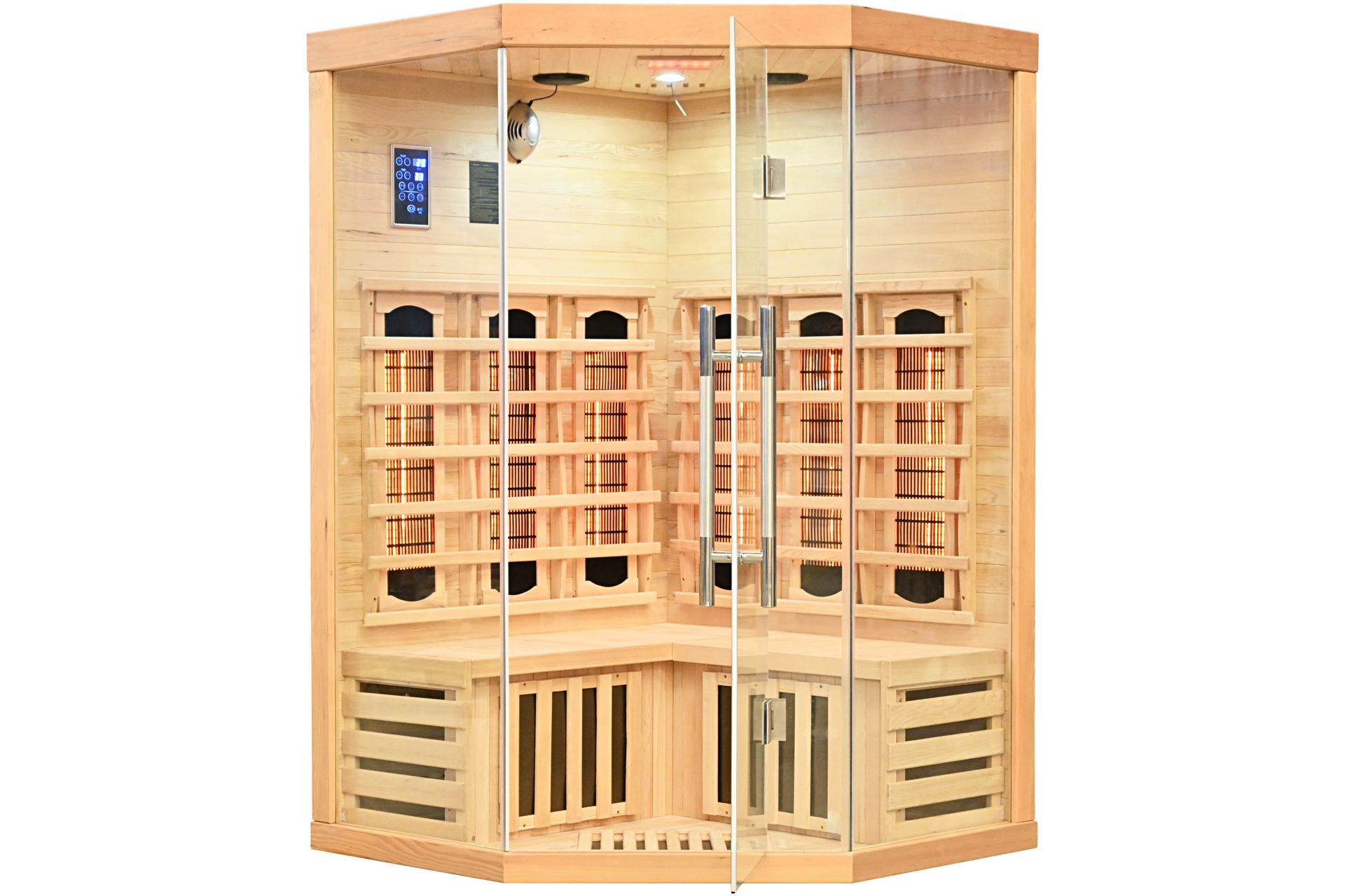 Sauna infrared narożna Nordum Basic 2-osobowa naturalna