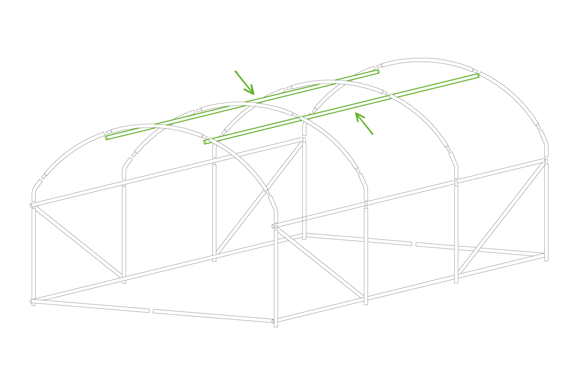 Tunel foliowy na działkę 3x4,5 m zielony Tunel foliowy 3x4,5 m wzmocniony zielony