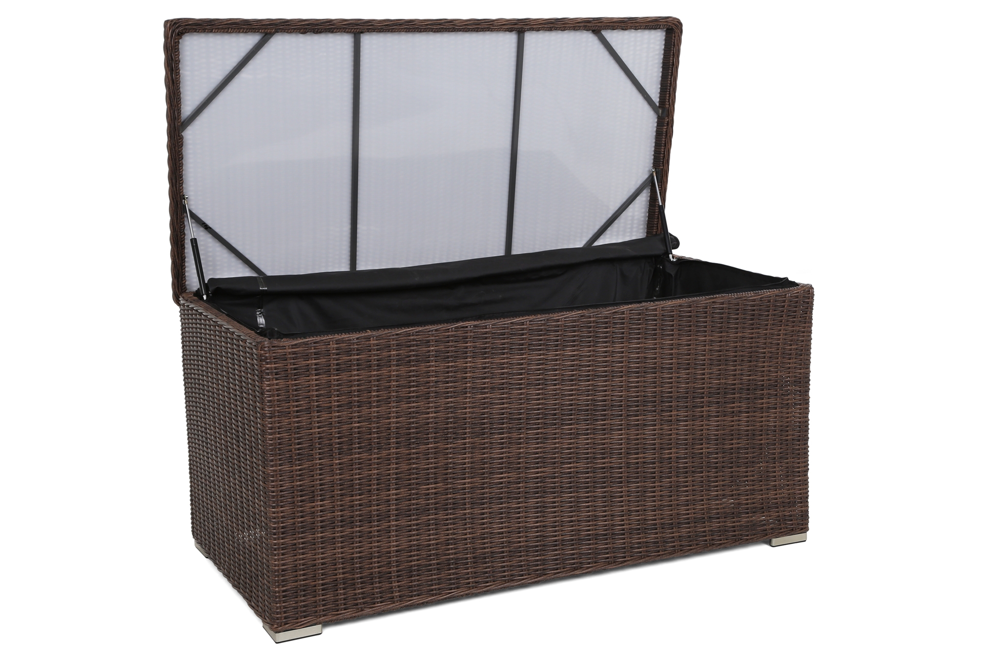 Skrzynia ogrodowa technorattanowa Lorca - brązowa - duża - meble ogrodowe Skrzynia ogrodowa Lorca Brown Mat