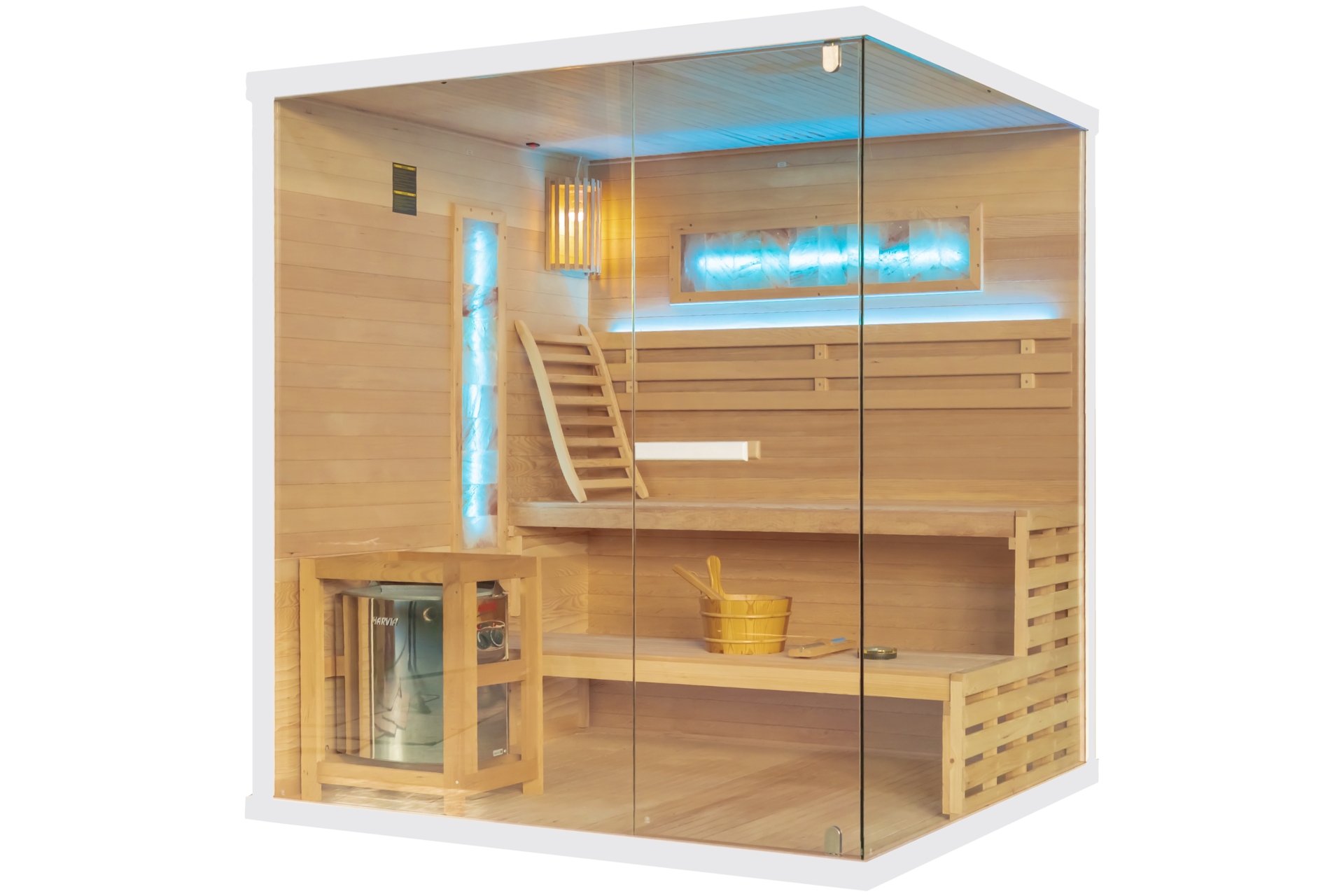 Sauna fińska narożna Nordum Pure 4-osobowa biała