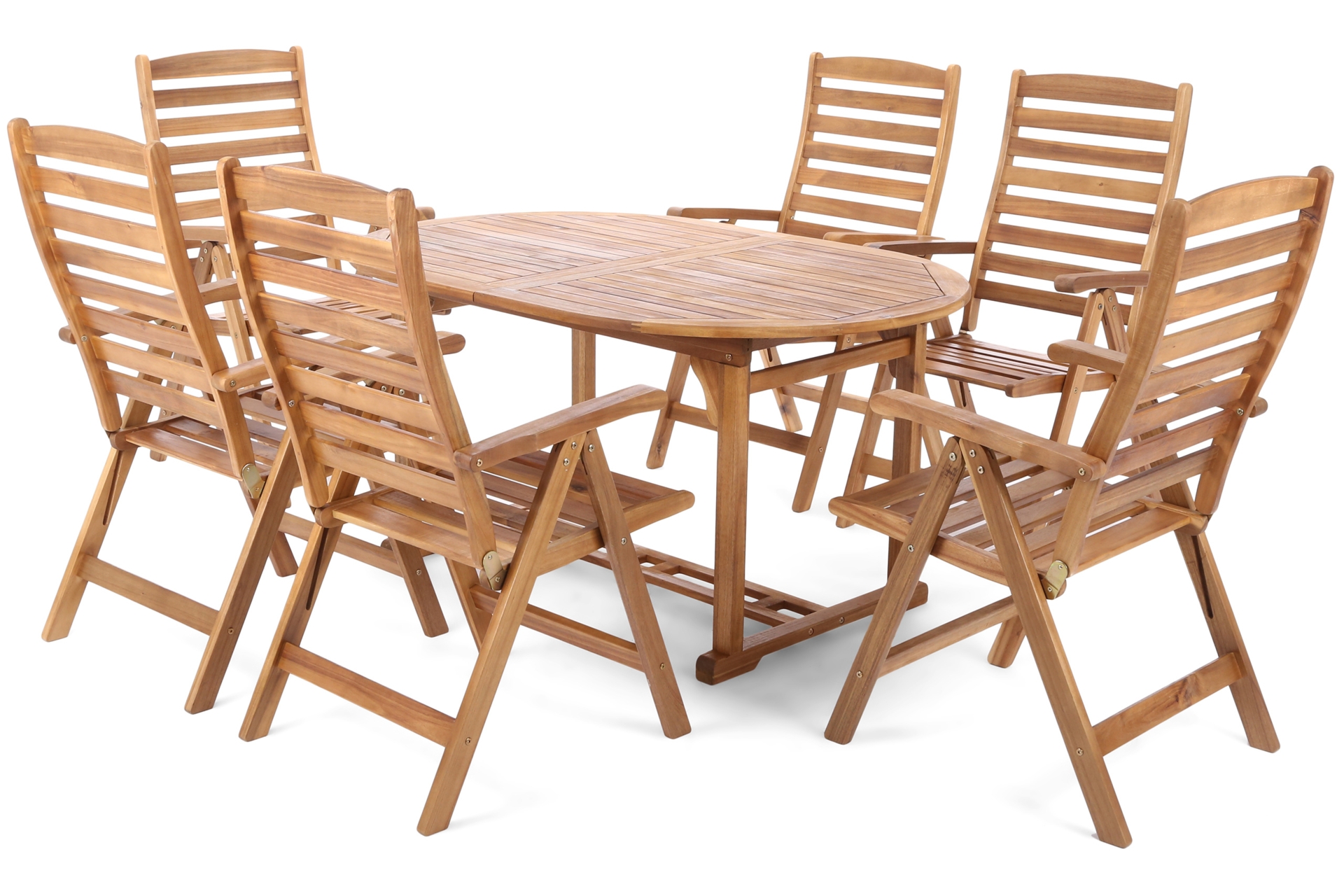 Meble ogrodowe drewniane Akacja Oval 150+50 cm 6+1