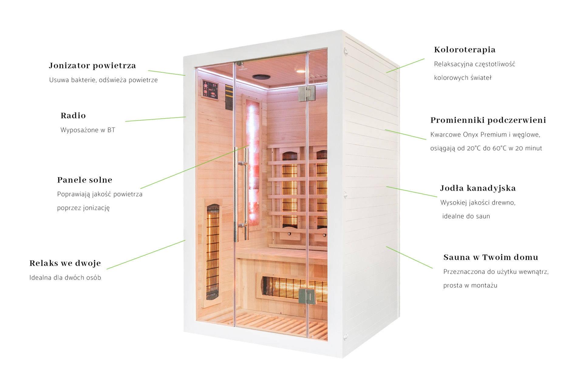 Sauna infrared Nordum Solea 2-osobowa biała