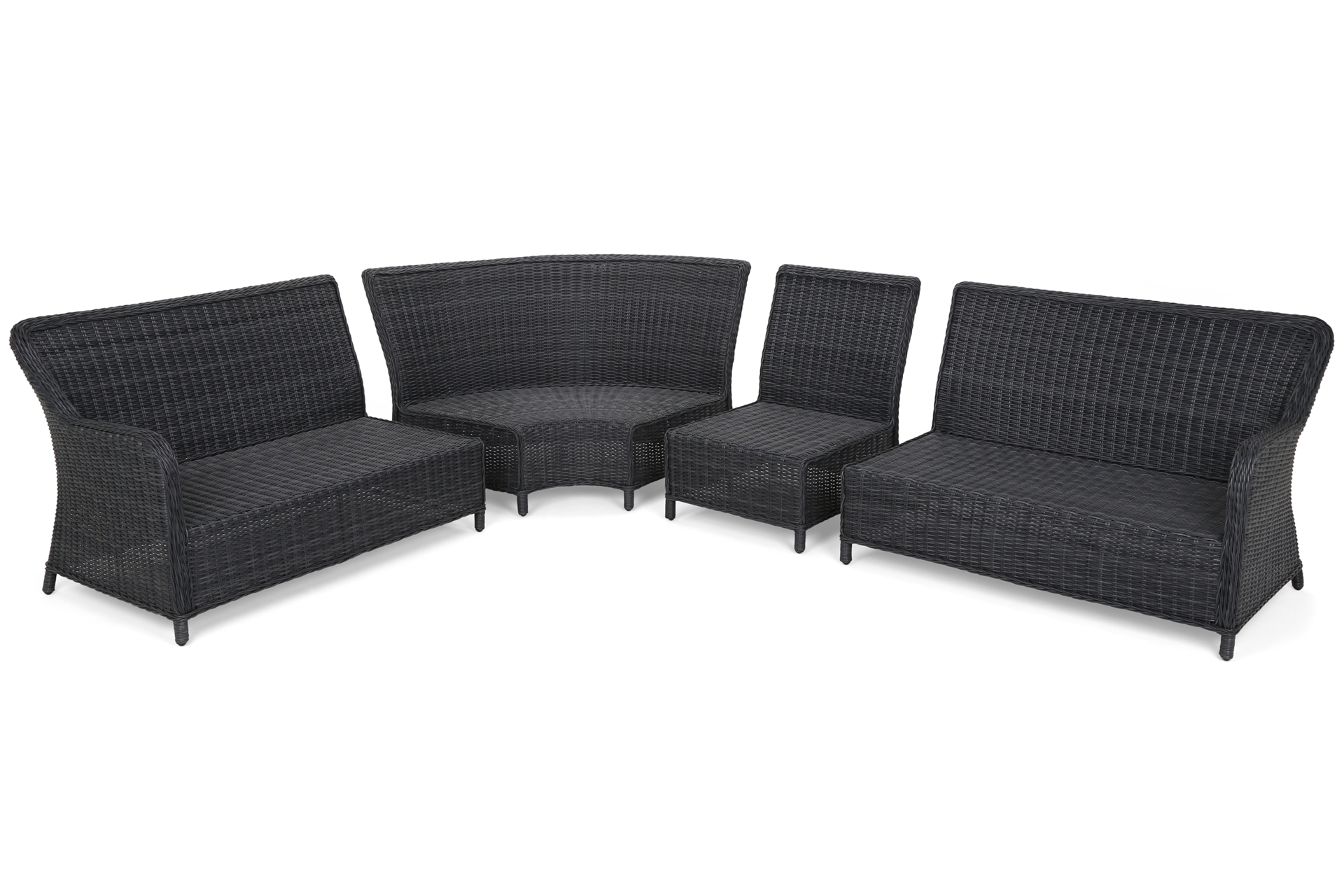 Narożne meble ogrodowe technorattanowe Windsor Grey / Grey Melange - szary - dla 11 osób Narożne meble ogrodowe technorattanowe Windsor Grey / Grey Melange