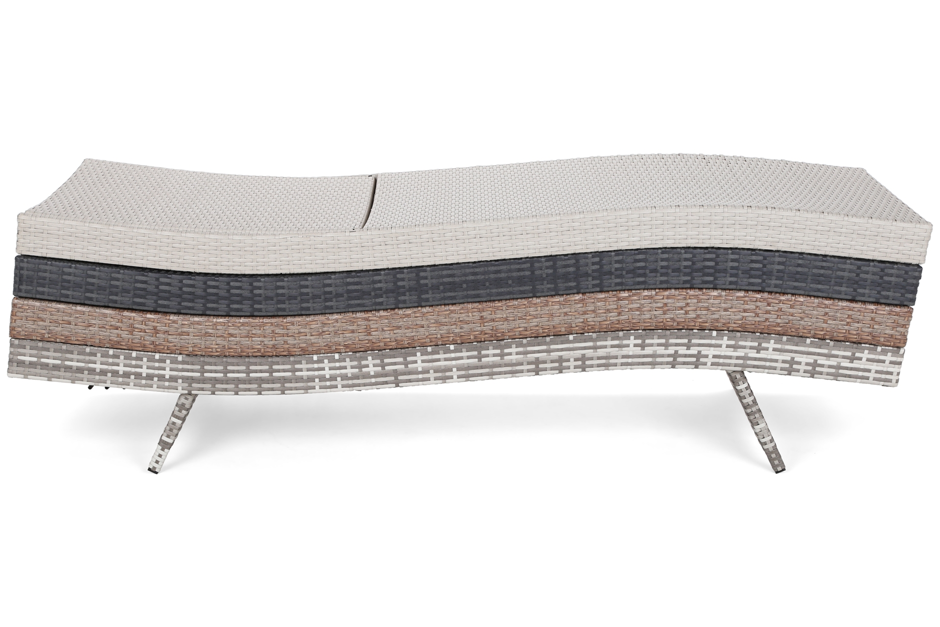 Zestaw leżanek ogrodowych Bora Bora Light Grey / Grey Melange ze stolikiem - jasnoszary - dwuosobowy Zestaw leżaków ogrodowych z technorattanu Bora Bora Light Grey / Grey Melange ze stolikiem