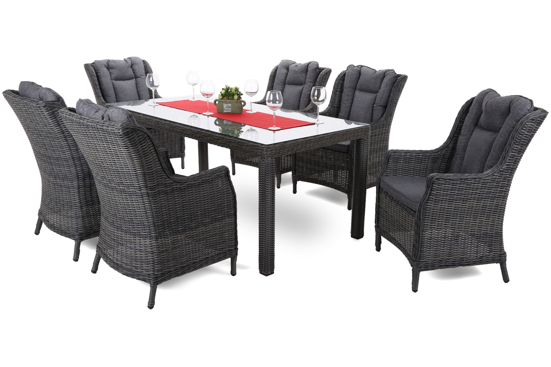 Meble ogrodowe technorattanowe Bristol 180 cm Grey / Grey Melange 6+1