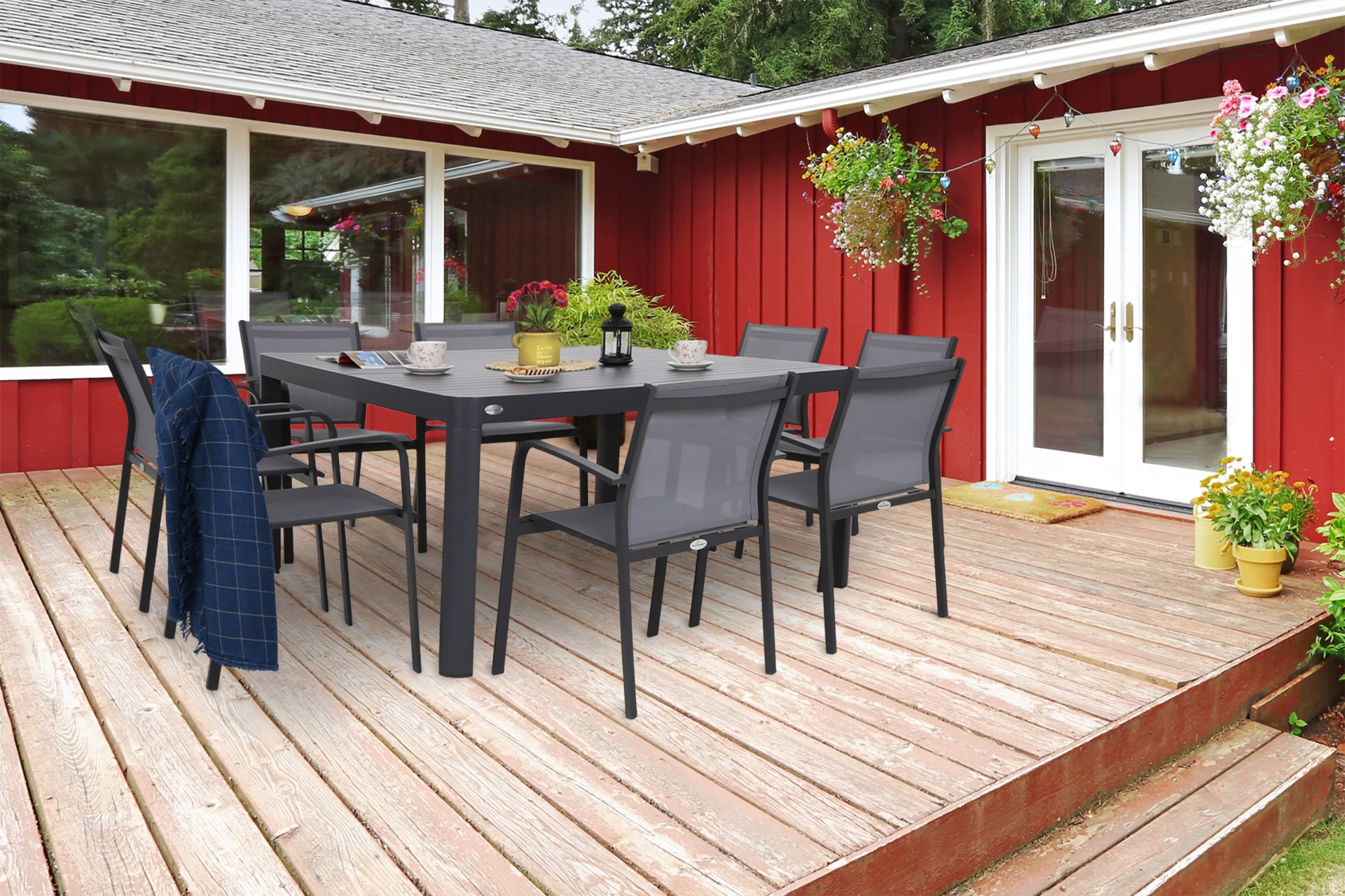 Meble ogrodowe aluminiowe Katania Square Grey / Window Grey 8+1