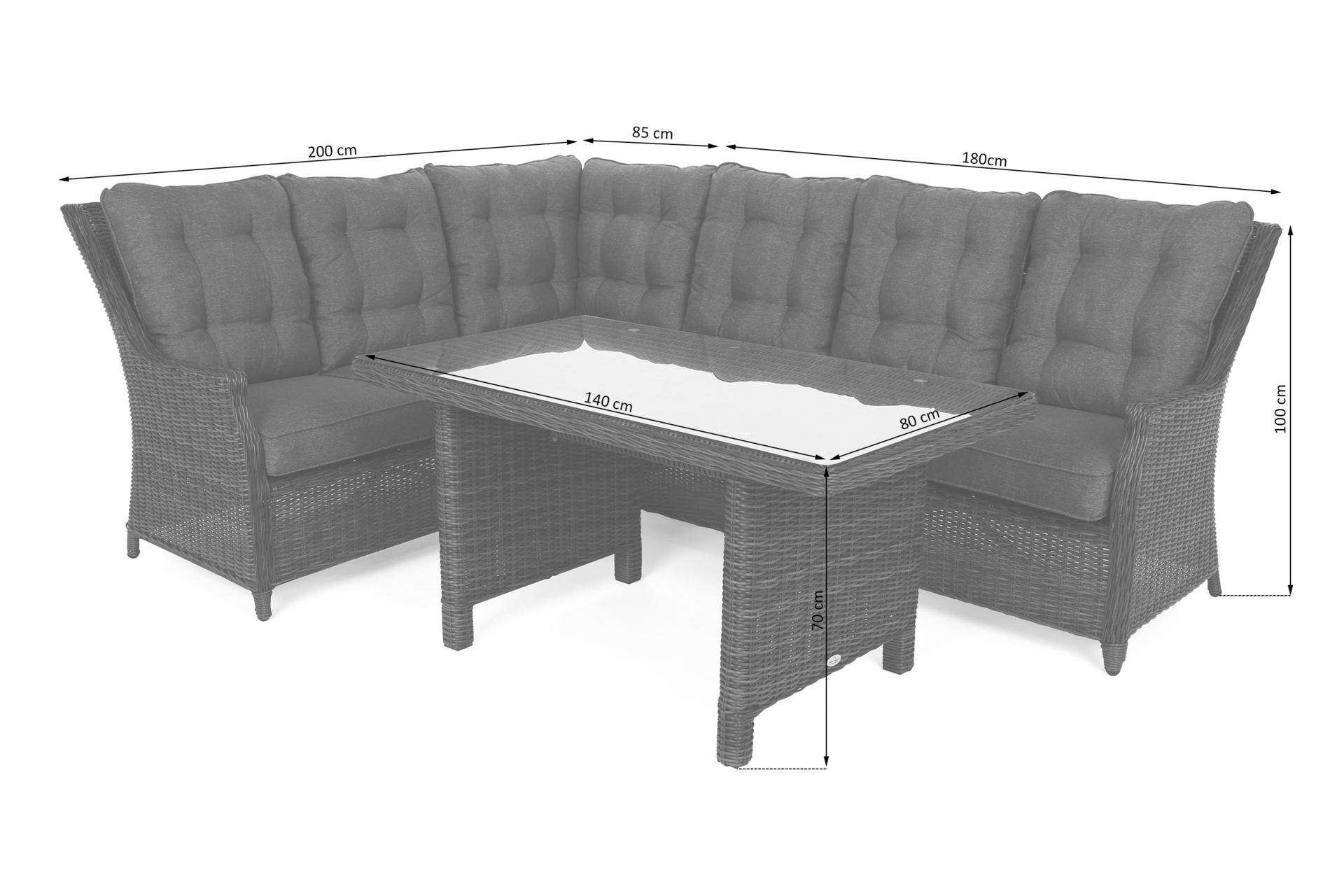 Narożnik technorattanowy lewy Alicante Beige / Beige Melange