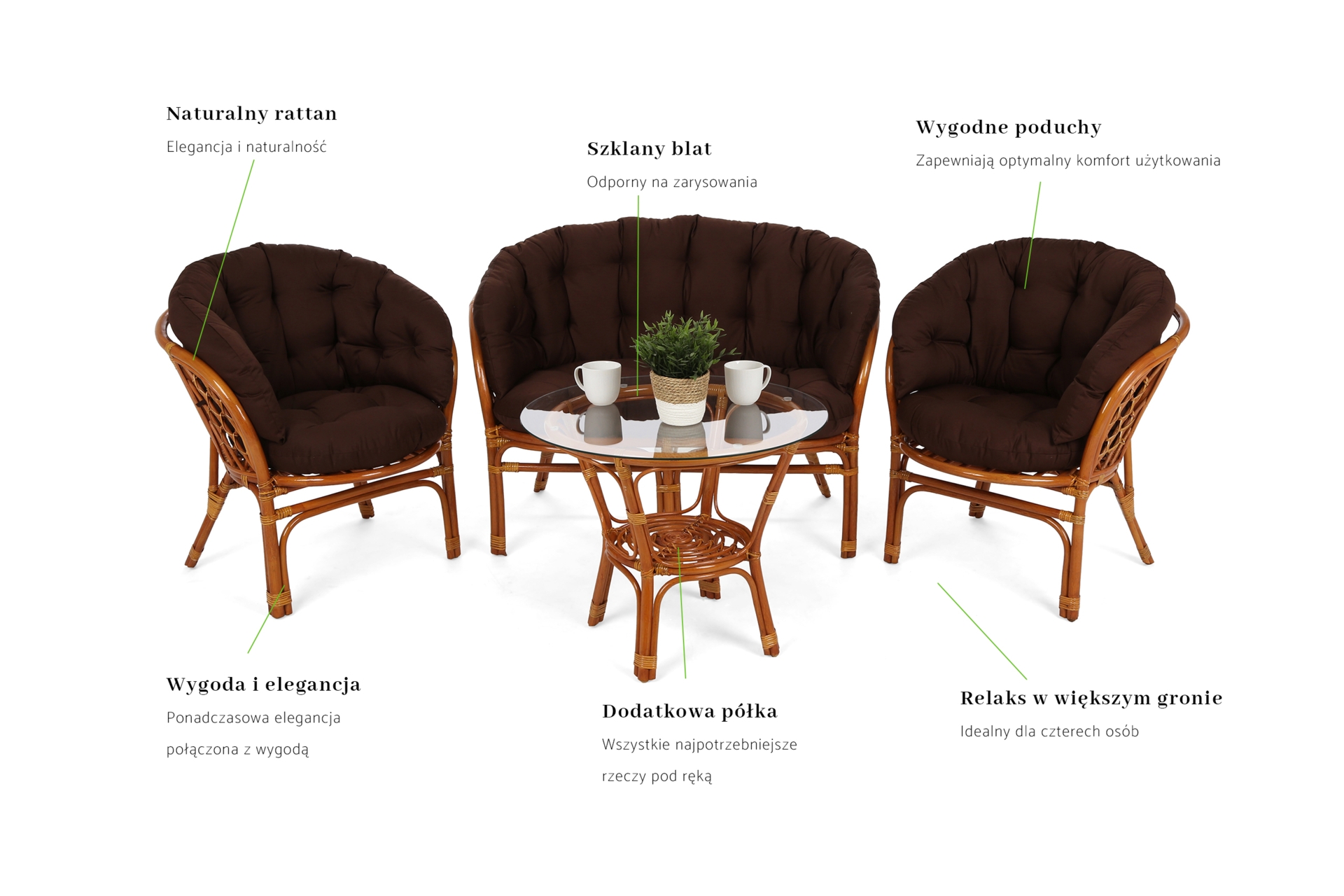 Meble ogrodowe rattanowe Bahama Orange / Brown 3+1
