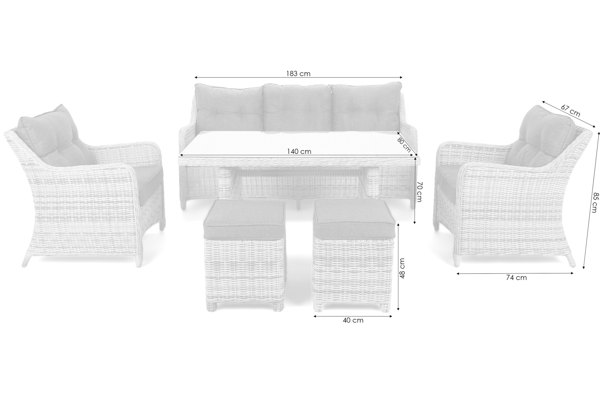 Meble ogrodowe technorattanowe California - beżowy - dla 7 osób Meble ogrodowe technorattanowe California Beige / Beige Melange