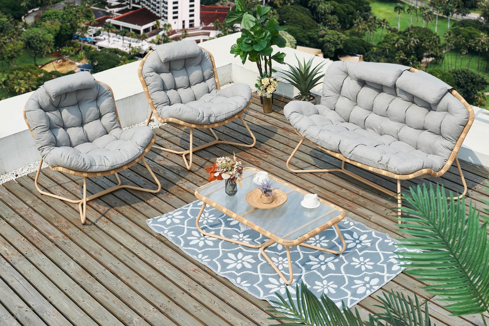 Meble ogrodowe technorattanowe Palermo Beige / Light Grey