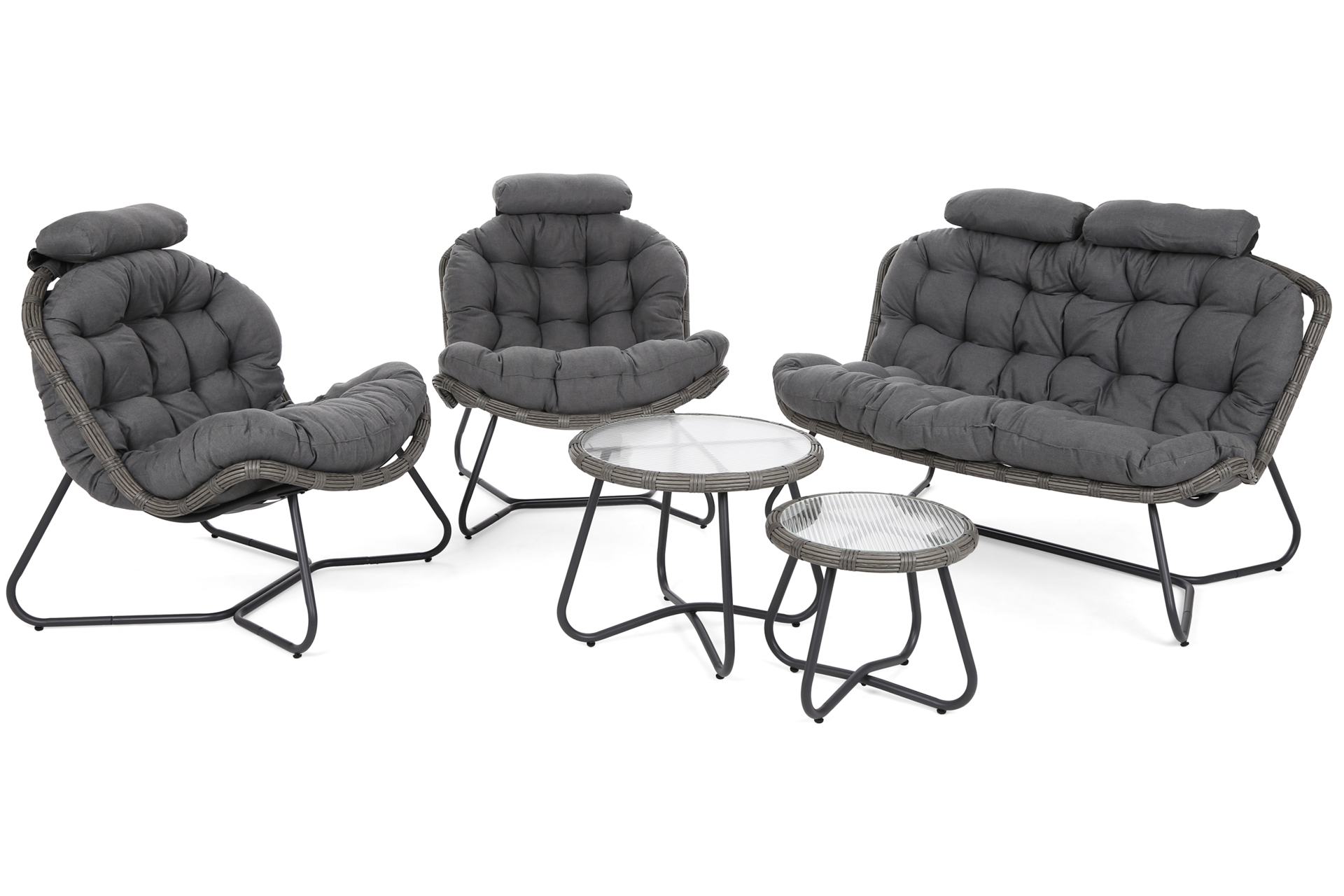 Meble ogrodowe technorattanowe Palermo Round Grey / Grey