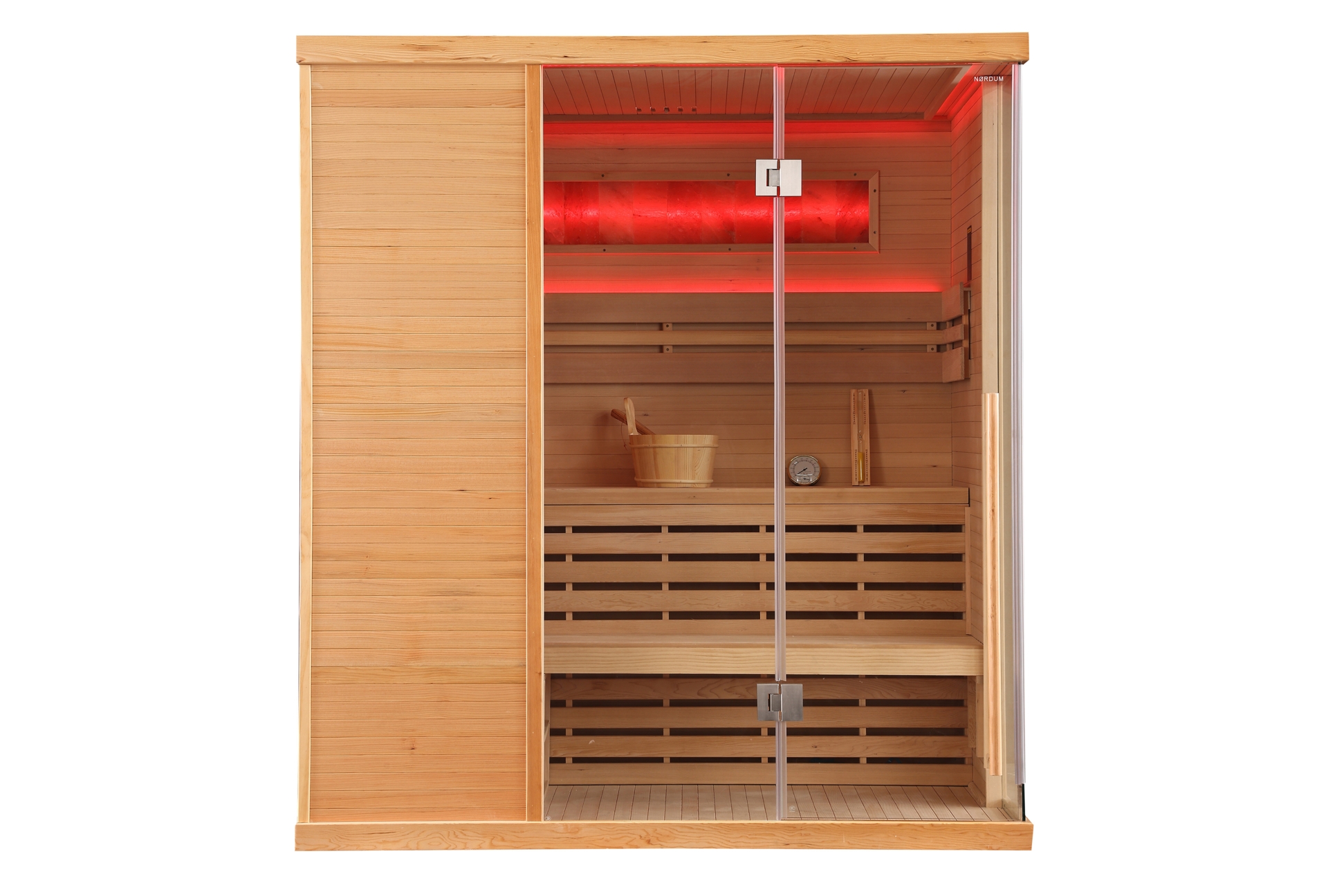 Sauna fińska narożna Nordum Pure One 4-osobowa naturalna
