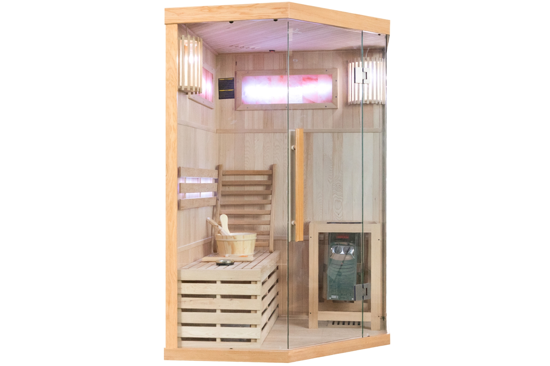 Sauna fińska narożna Nordum Solea 2-osobowa naturalna