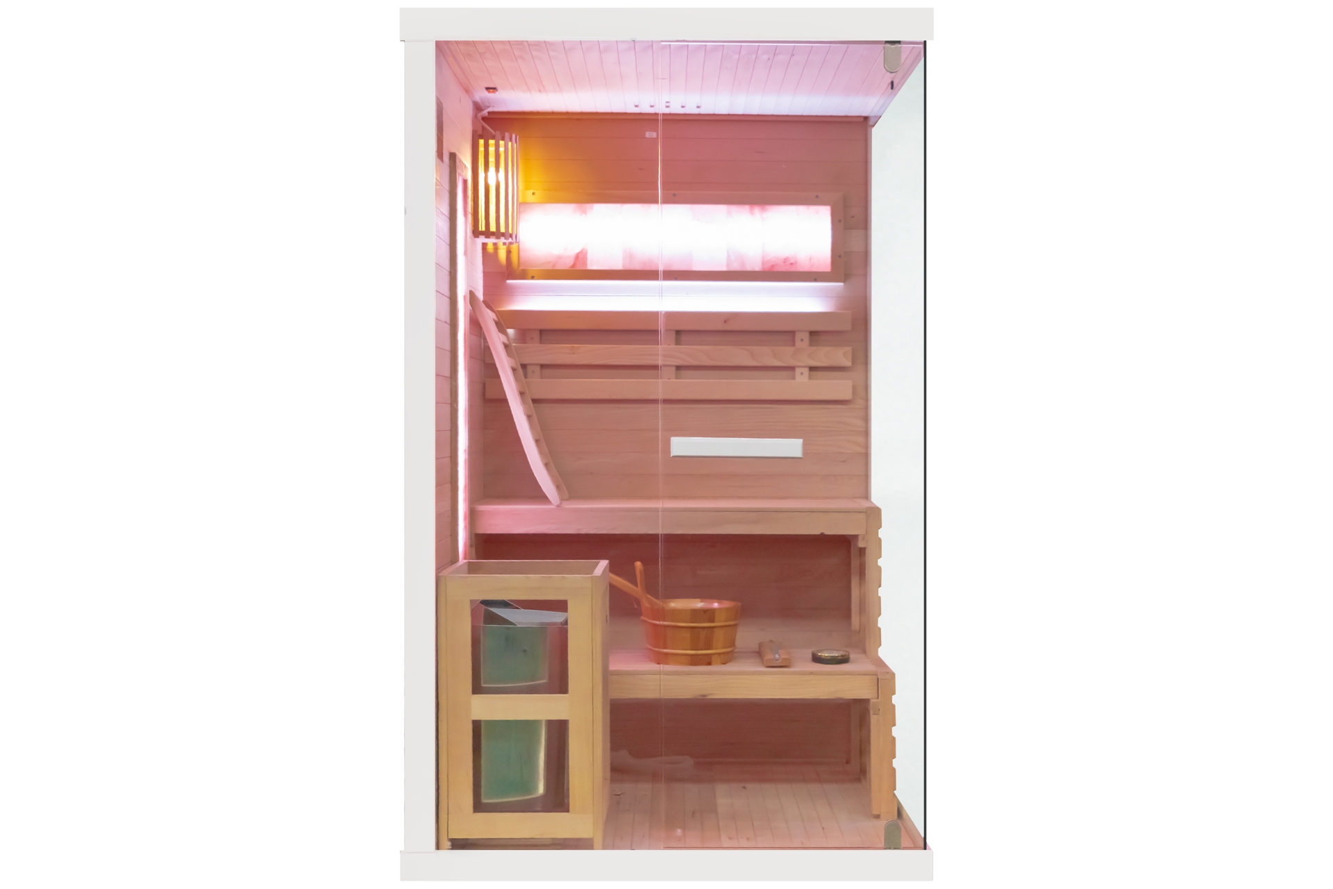 Sauna fińska narożna Nordum Pure 2-osobowa biała