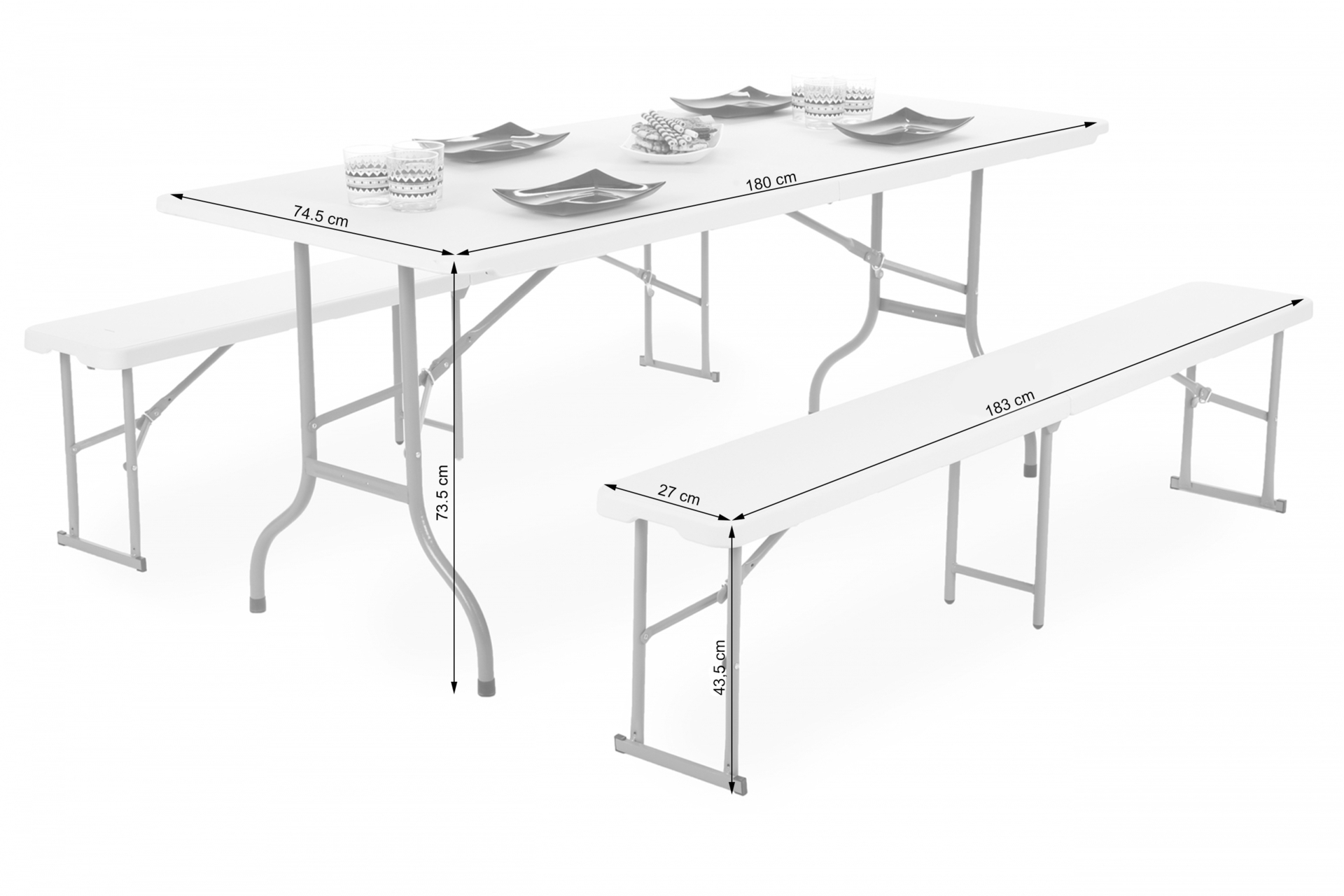 Zestaw cateringowy stół 180 cm + 2 ławki