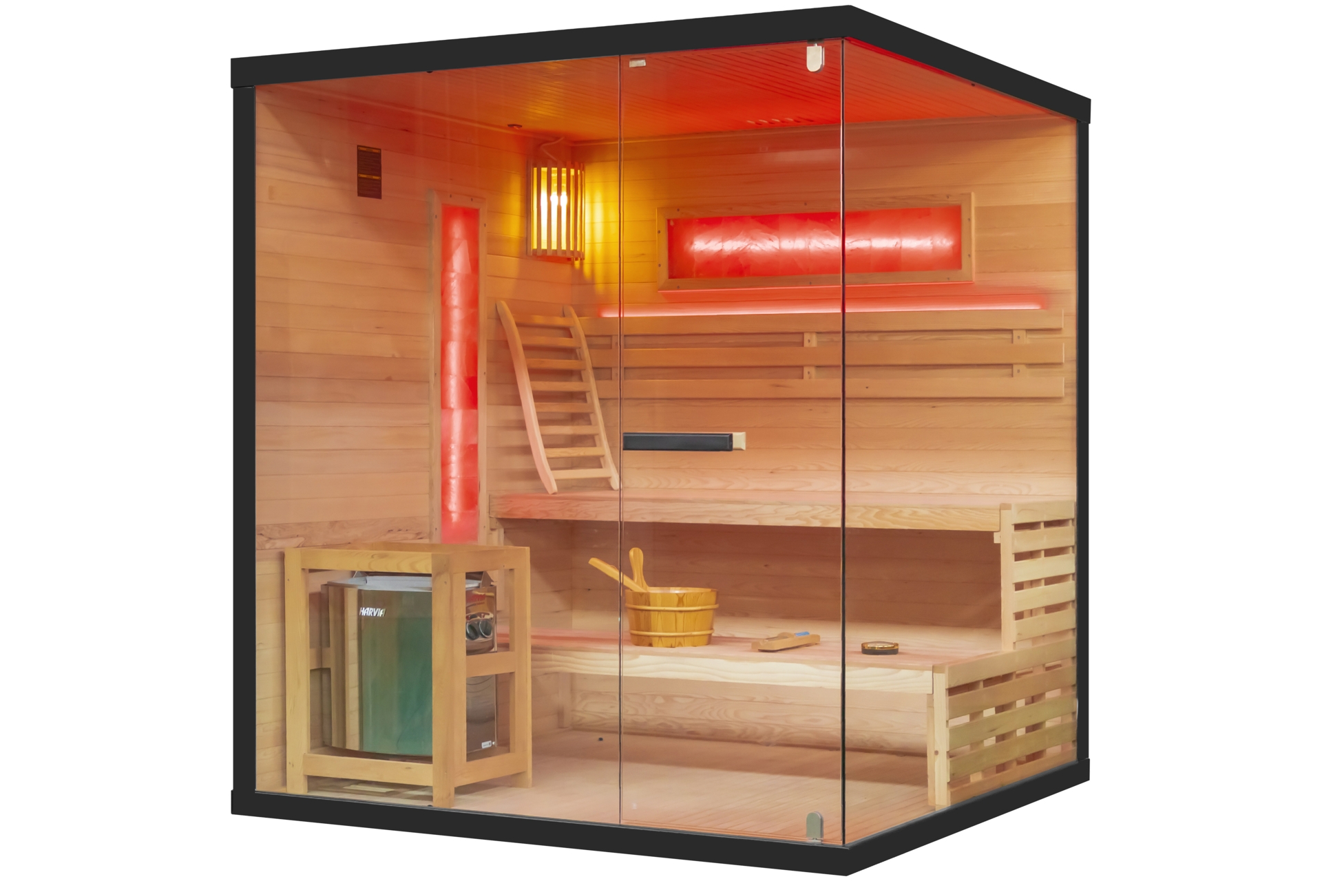 Sauna fińska narożna Nordum Pure 4-osobowa czarna II. gatunek