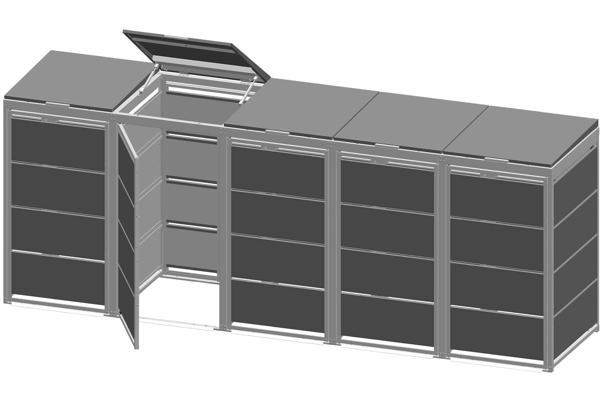 Zabudowa kosza śmietnikowego TOP BOX Premium 5 x 240 l - antracytowy - 1 moduł Zabudowa kosza śmietnikowego TOP BOX Premium 5 x 240 l