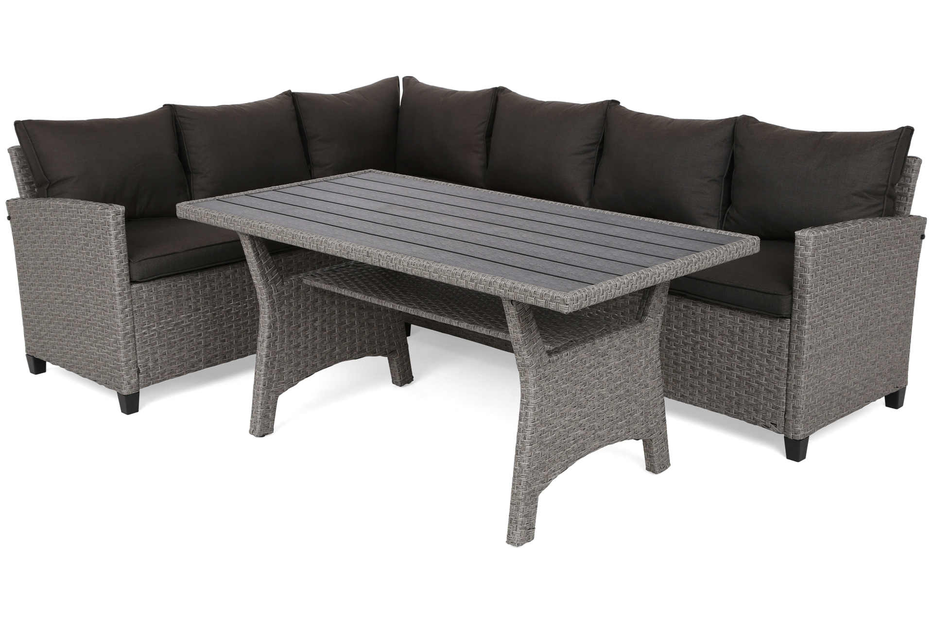 Narożne meble ogrodowe technorattanowe Lagos Muddy Grey / Black Melange