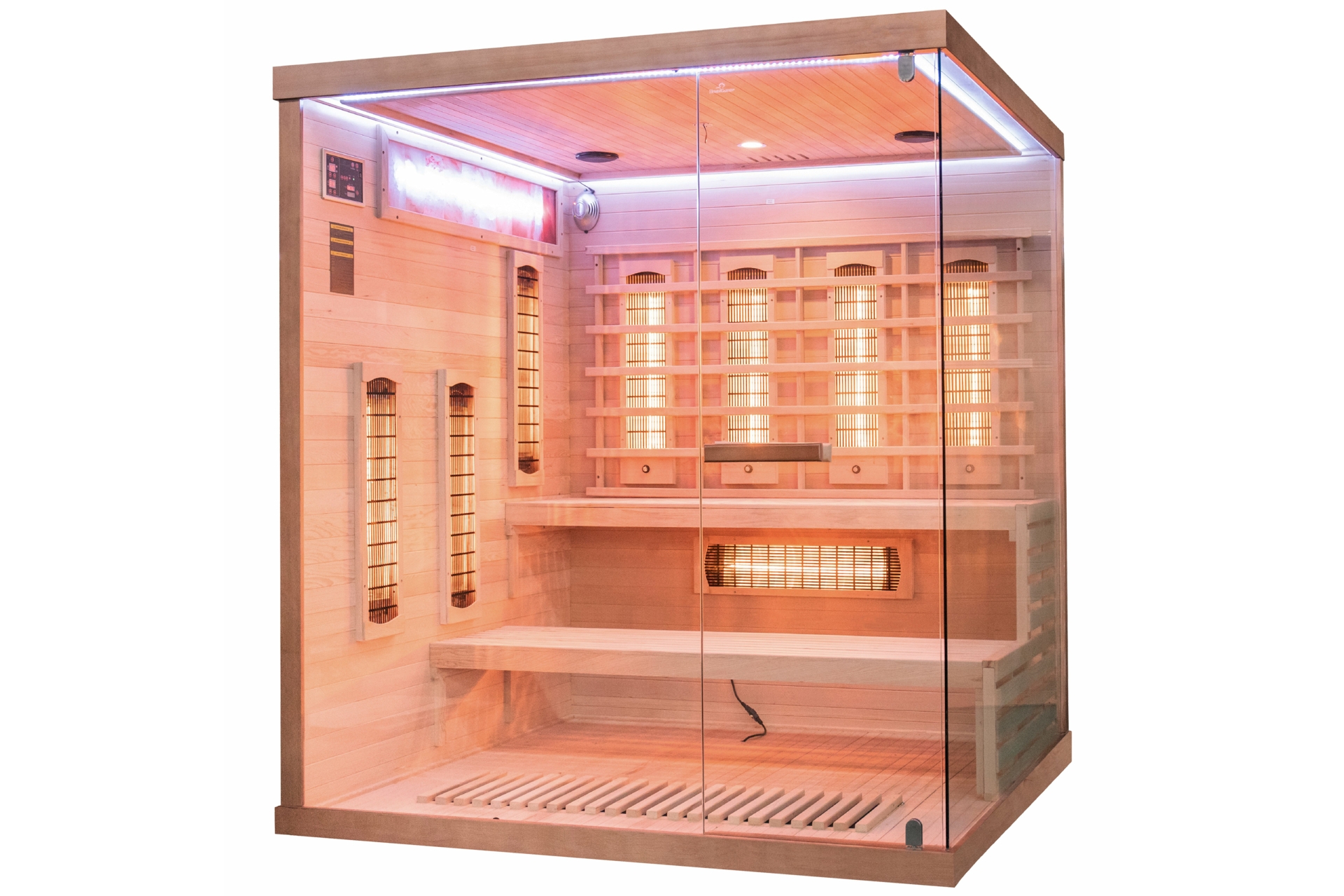Sauna infrared narożna Nordum Pure 4-osobowa brązowa