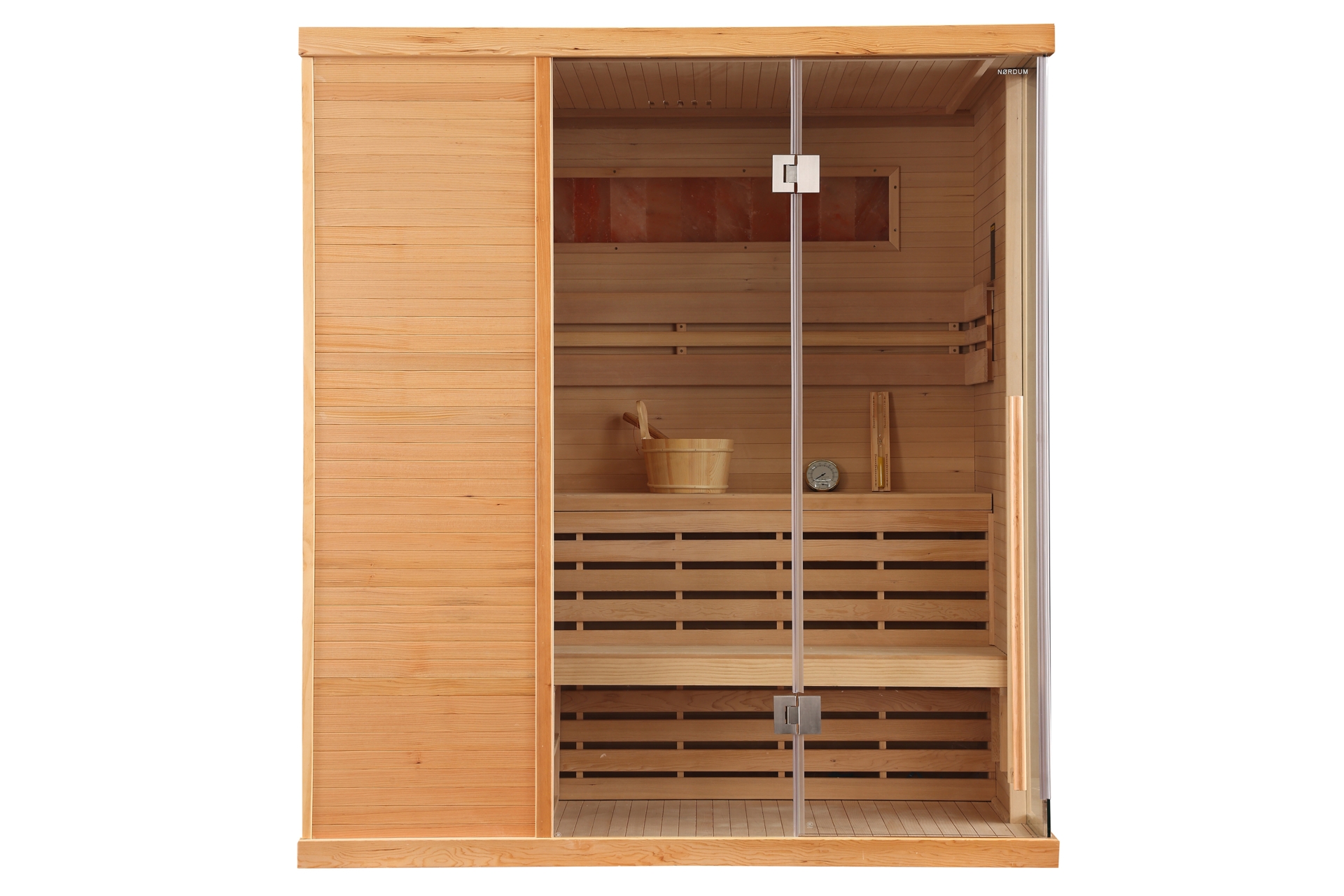 Sauna fińska narożna Nordum Pure One 4-osobowa naturalna