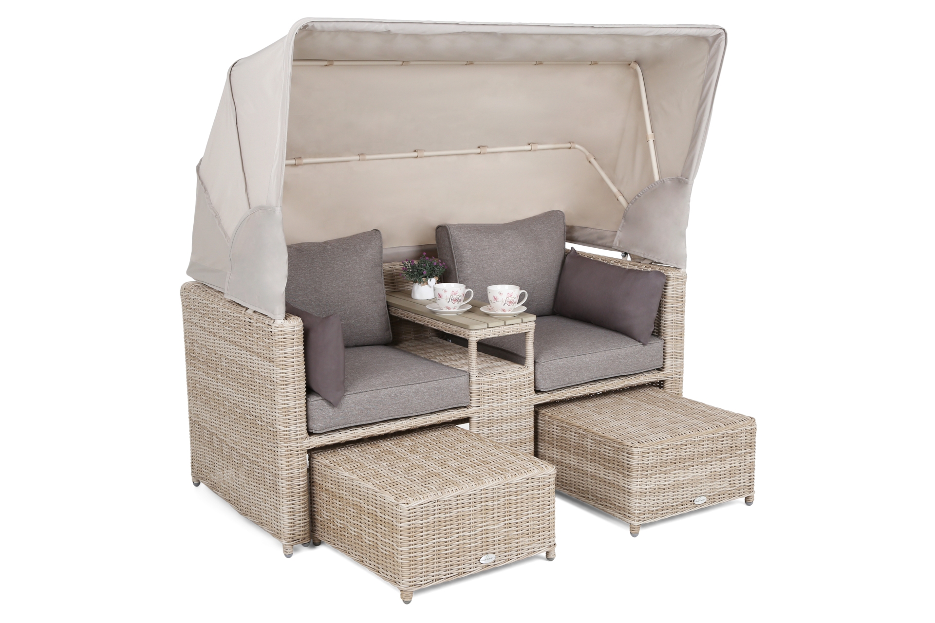 Kosz ogrodowy technorattanowy Michigan Beige / Beige Melange