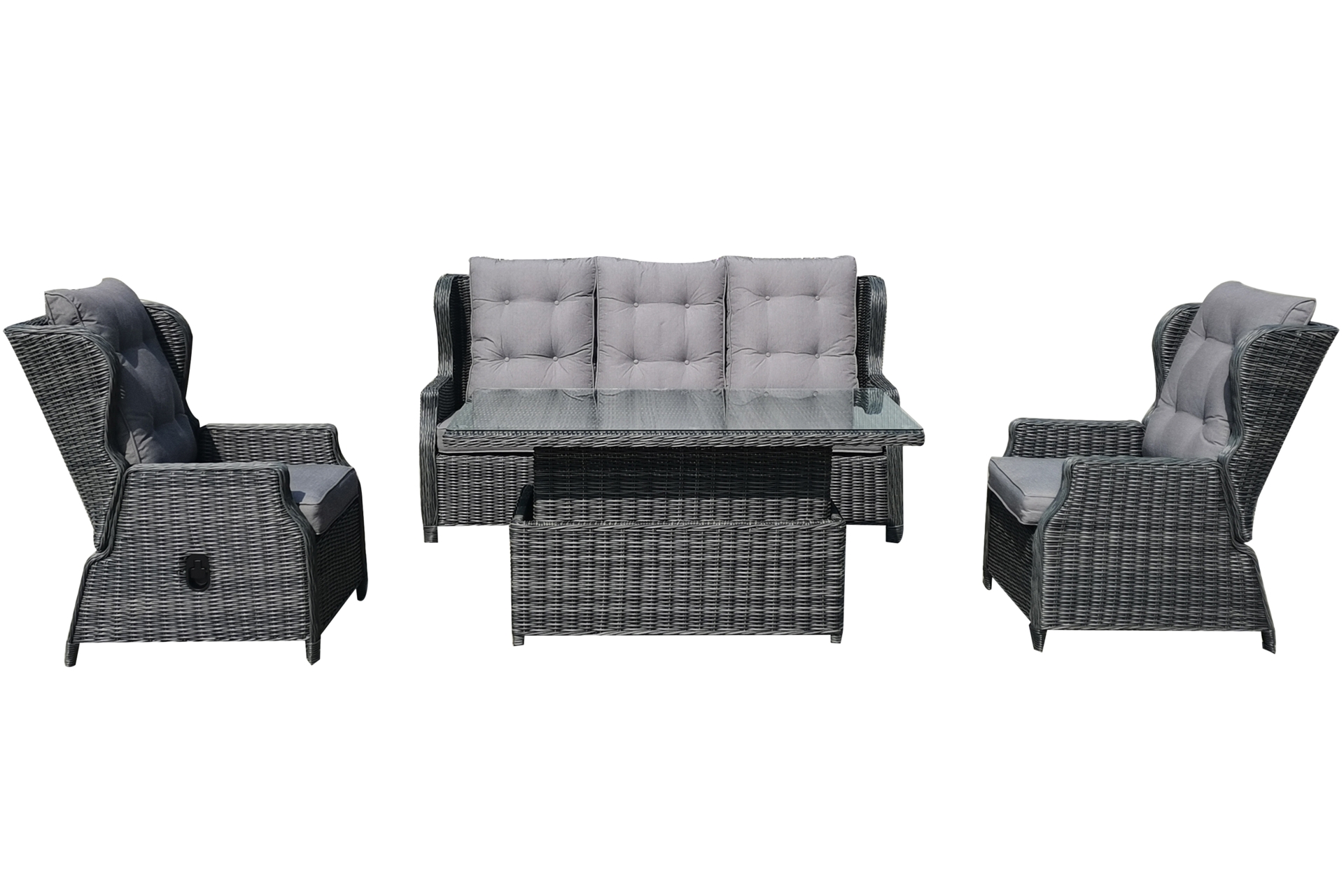 Meble ogrodowe technorattanowe Palermo Grey / Grey Melange - szary - dla 5 osób Meble ogrodowe technorattanowe Palermo Grey / Grey Melange