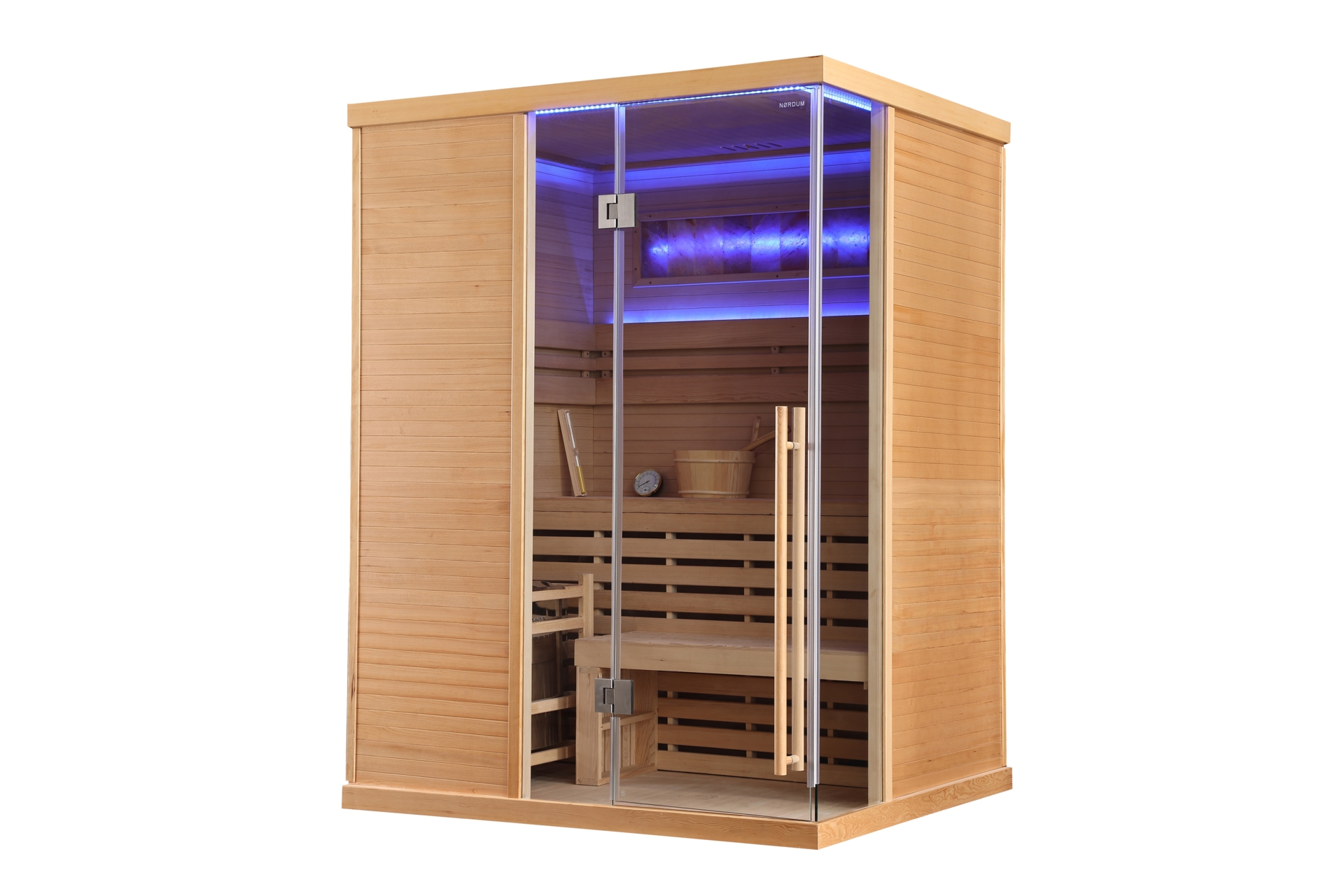 Sauna fińska narożna Nordum Pure One 3-osobowa naturalna