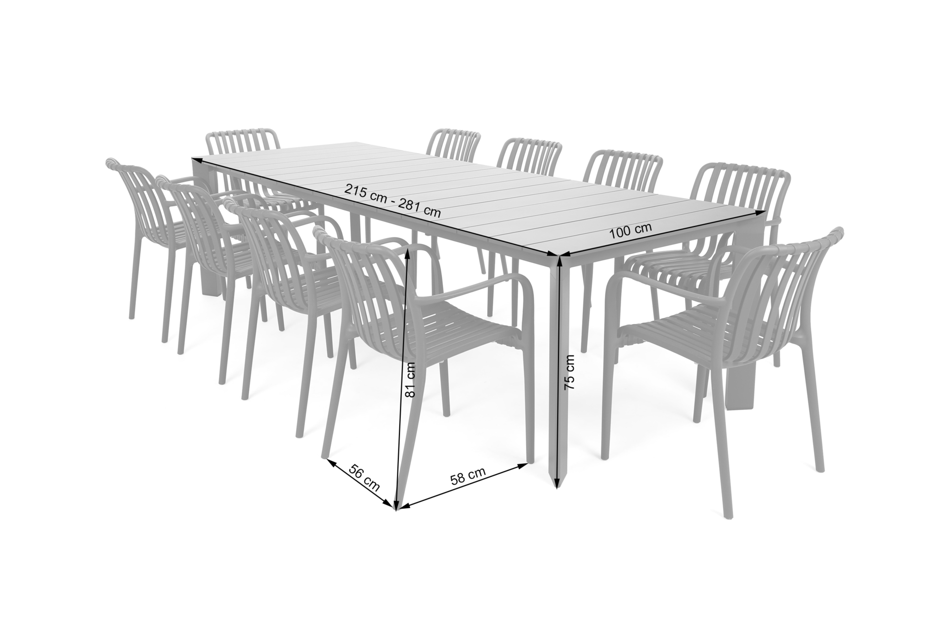 Meble ogrodowe Marsala Lomi Grey 10+1