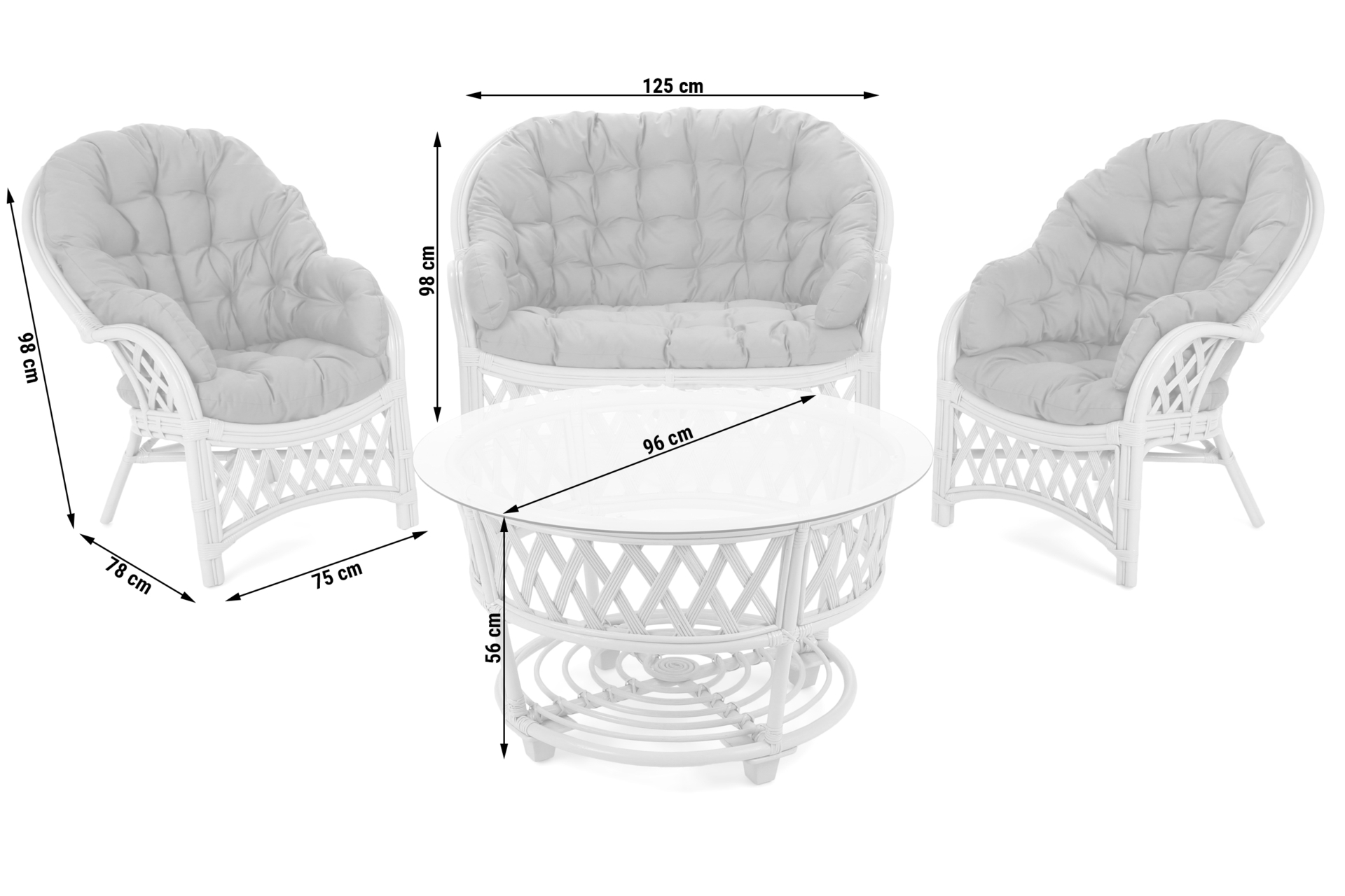 Meble ogrodowe rattanowe Diego Light Grey / Grey 3+1