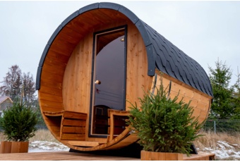 Sauna fińska zewnętrzna Lux Barrelsauna 235 x 280 cm