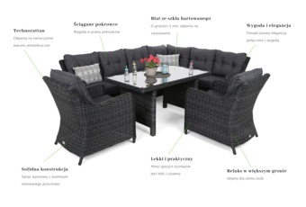 Narożny zestaw mebli ogrodowych prawy California Grey / Grey Melange
