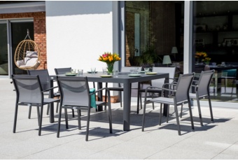 Meble ogrodowe aluminiowe Katania Square Grey / Window Grey 8+1
