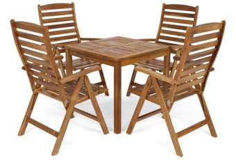 Meble ogrodowe drewniane Akacja Square 80 cm 4+1