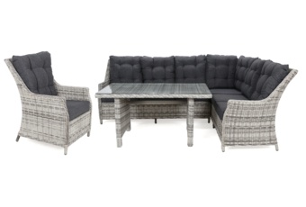 Narożny zestaw mebli ogrodowych prawy Alicante Light Grey / Grey Melange