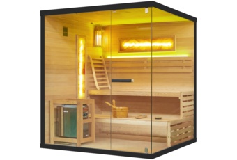 Sauna fińska narożna Nordum Pure 4-osobowa czarna II. gatunek