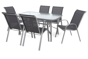 Meble ogrodowe metalowe Sevilla 150 cm Silver / Grey 6+1