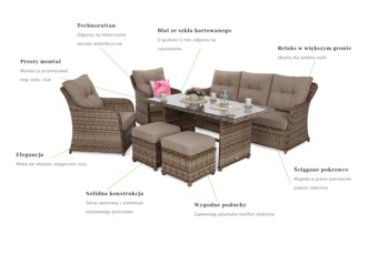 Meble ogrodowe technorattanowe Bergamo Ginger / Brown Melange