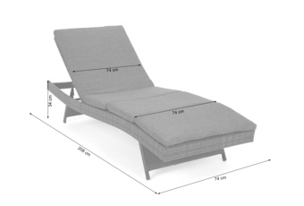 Leżak technorattanowy Bora Bora z poduszką Leżak ogrodowy technorattanowy Bora Bora Light Grey / Grey Melange z poduszką